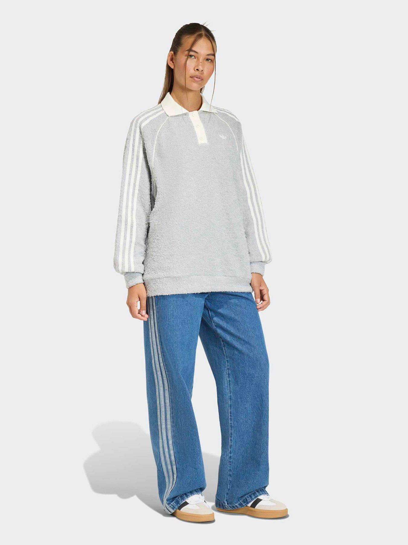 Image 3 of 5 of adidas Originals Womens Oversized Polo Crew - Grey