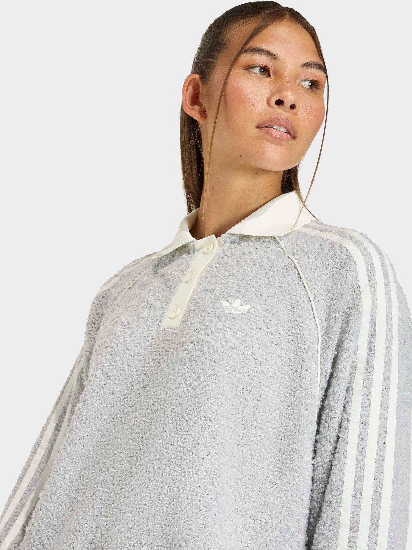 Image 4 of 5 of adidas Originals Womens Oversized Polo Crew - Grey