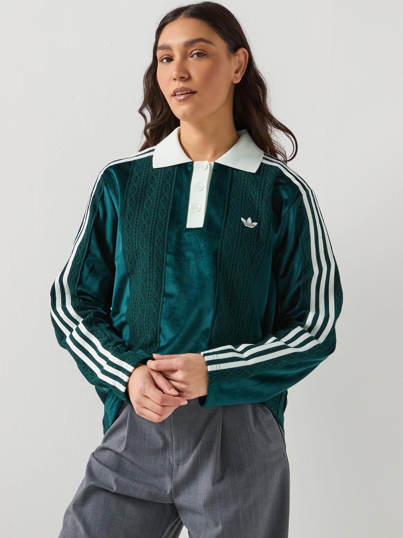 adidas Originals Womens Long Sleeve Jersey, Green, Size L, Women