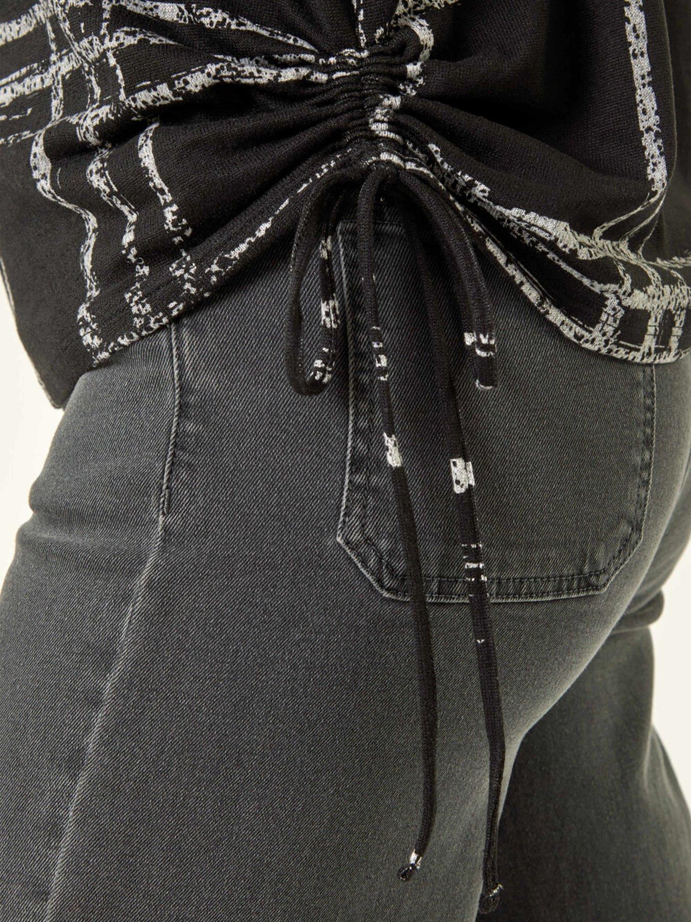 Image 5 of 5 of Roman Plaid Print Side Tie Top - Black