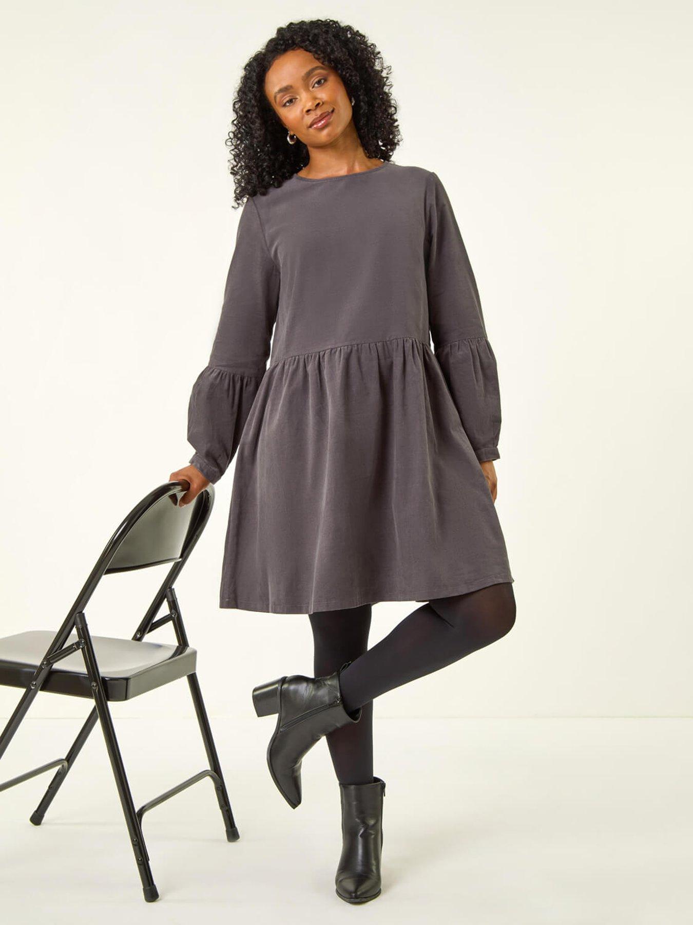 Roman Petite Cotton Mini Dress - Grey