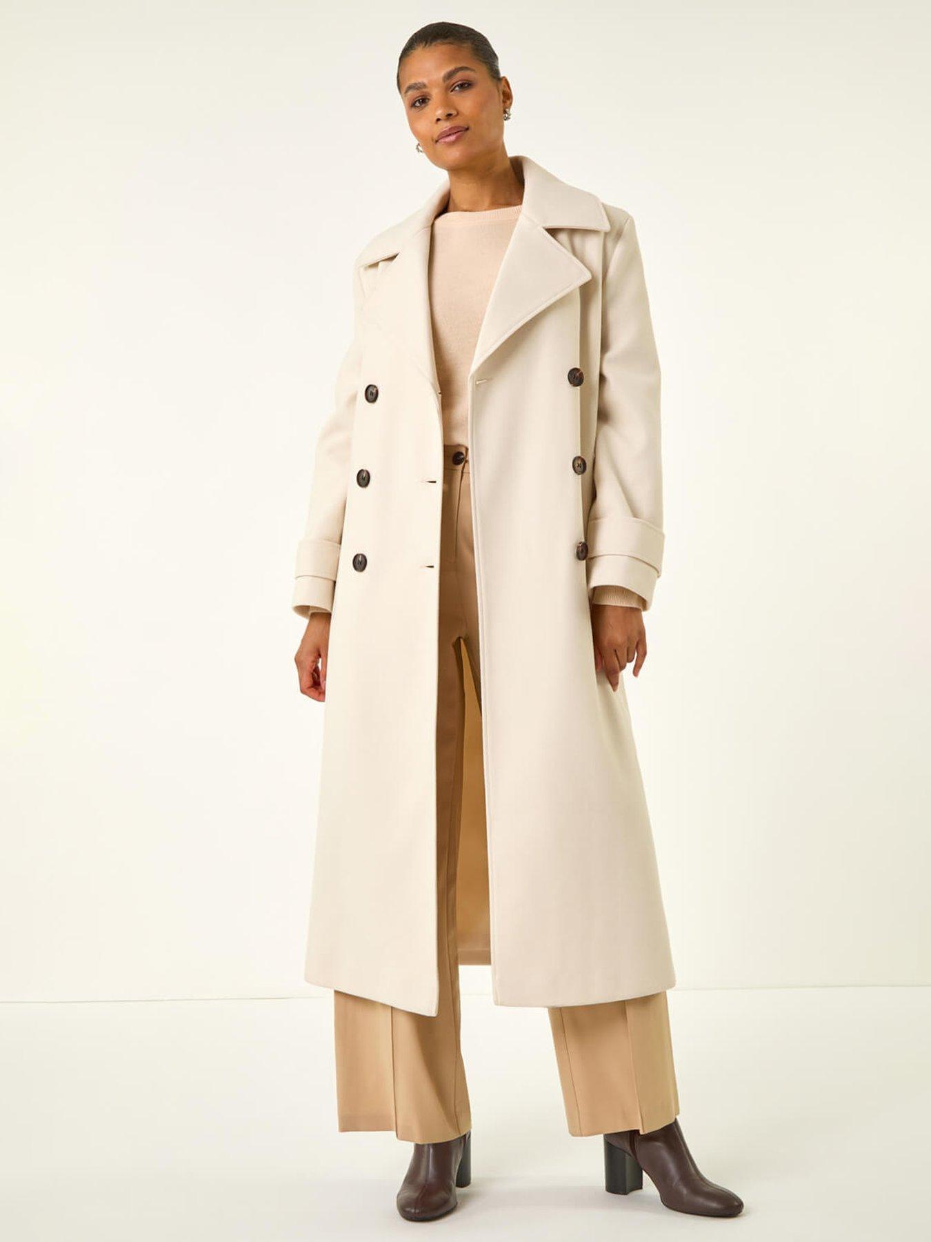 Roman Textured Premium Belted Smart Coat - Beige