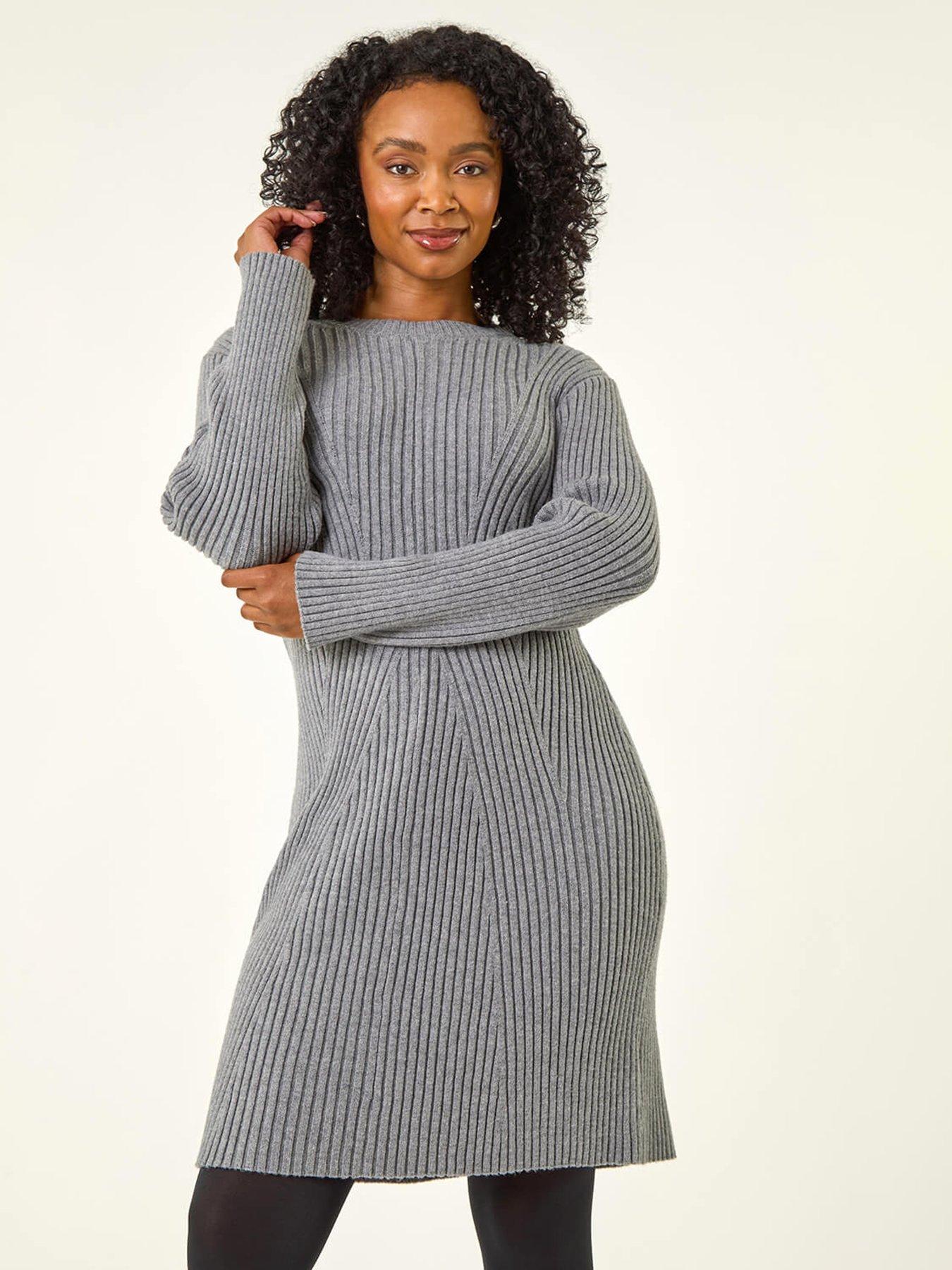 sachin and babi light blue dress Ribbed Knit Sleeveless Dress In Silver – Styledup.co.uk