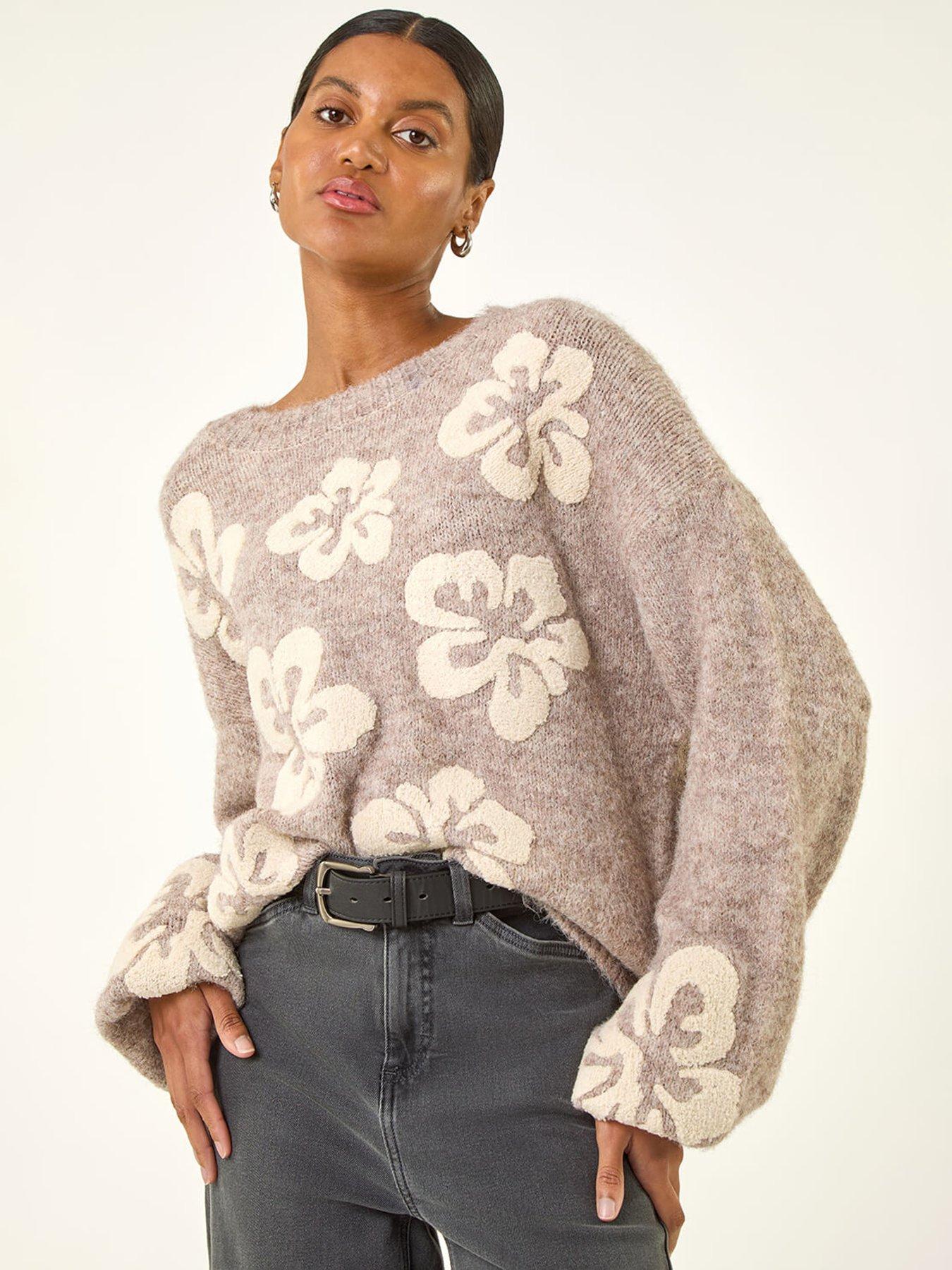 Roman Soft Floral Knit Jumper - Grey