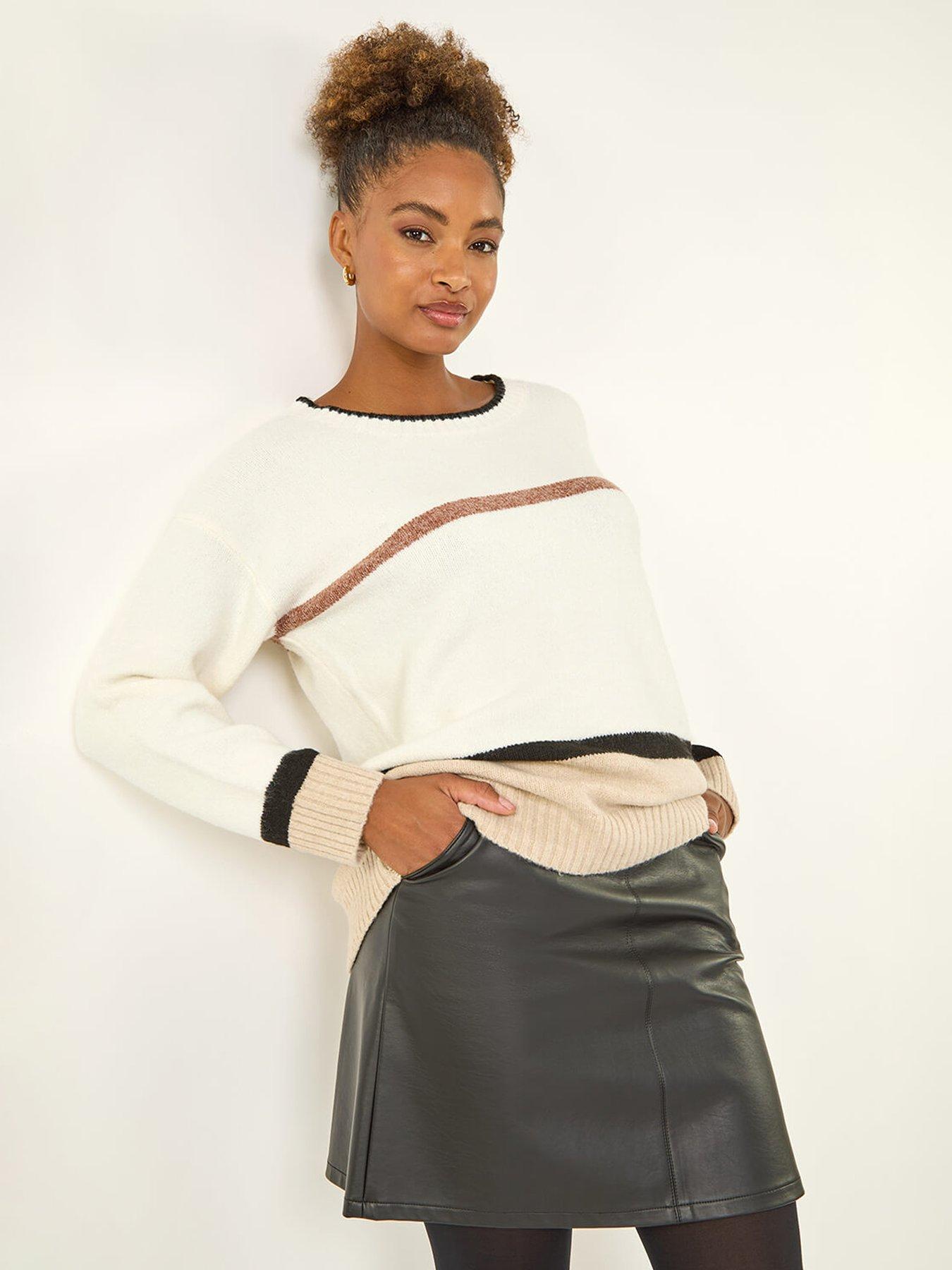 Image 1 of 5 of Roman Colour Block Stripe Knit Jumper  - White