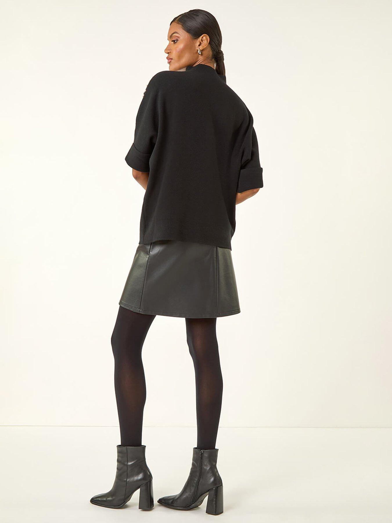 Image 2 of 5 of Roman Shimmer Shoulder Knit Jumper - Black