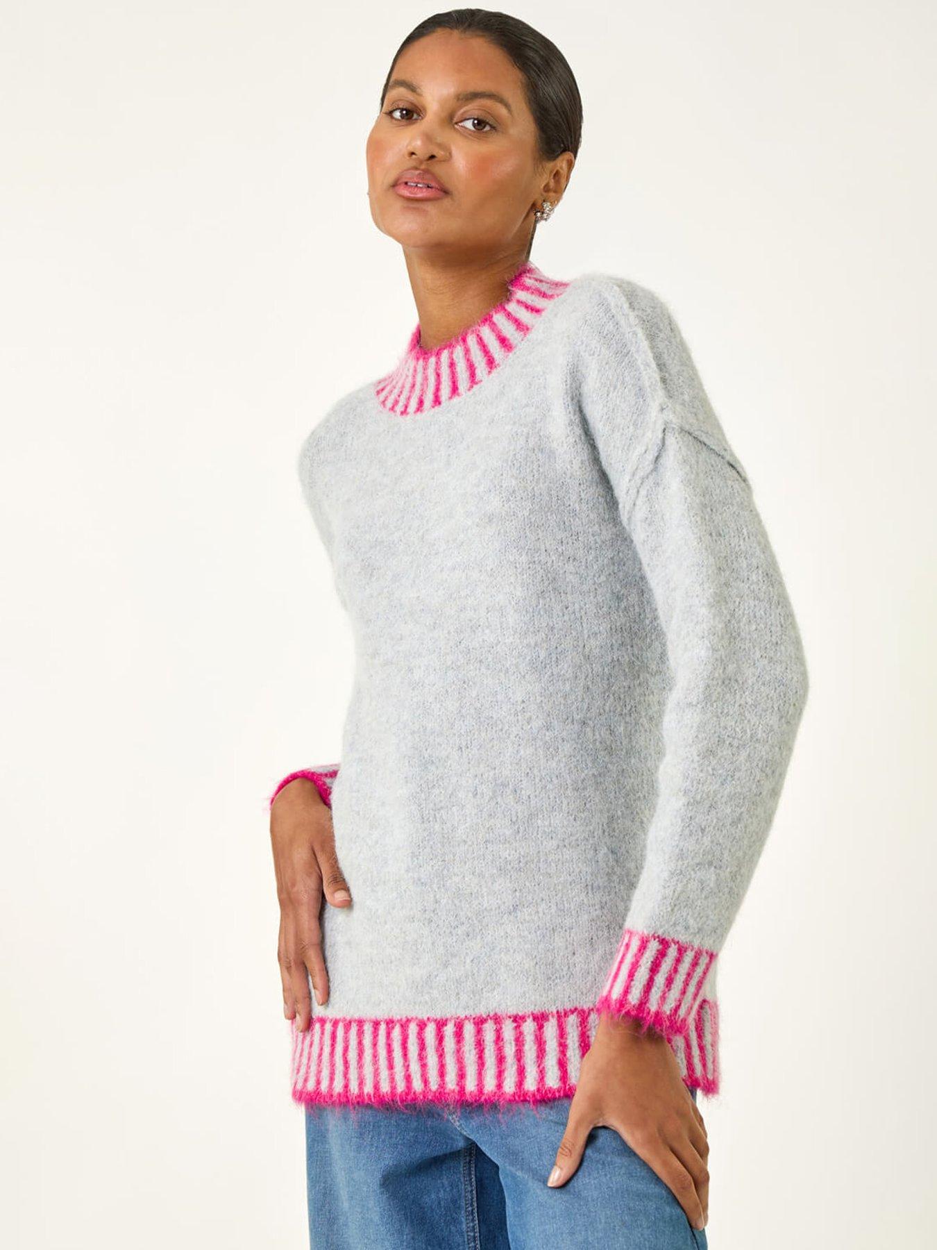 Roman Contrast Colourblock Knit Jumper - Grey