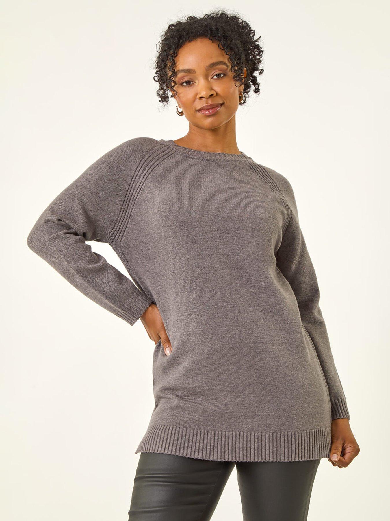 Roman Petite Longline Knit Jumper - Grey