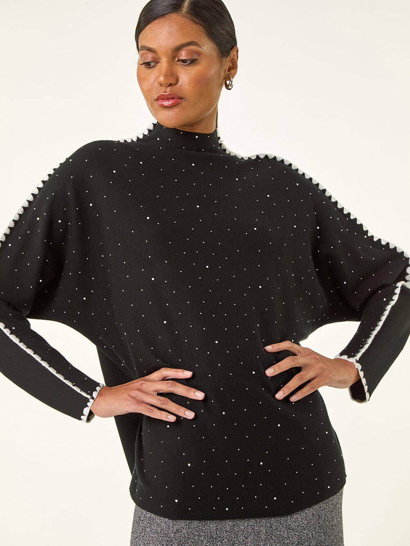 Roman Hotfix Blanket Stitch Knit Jumper - Black