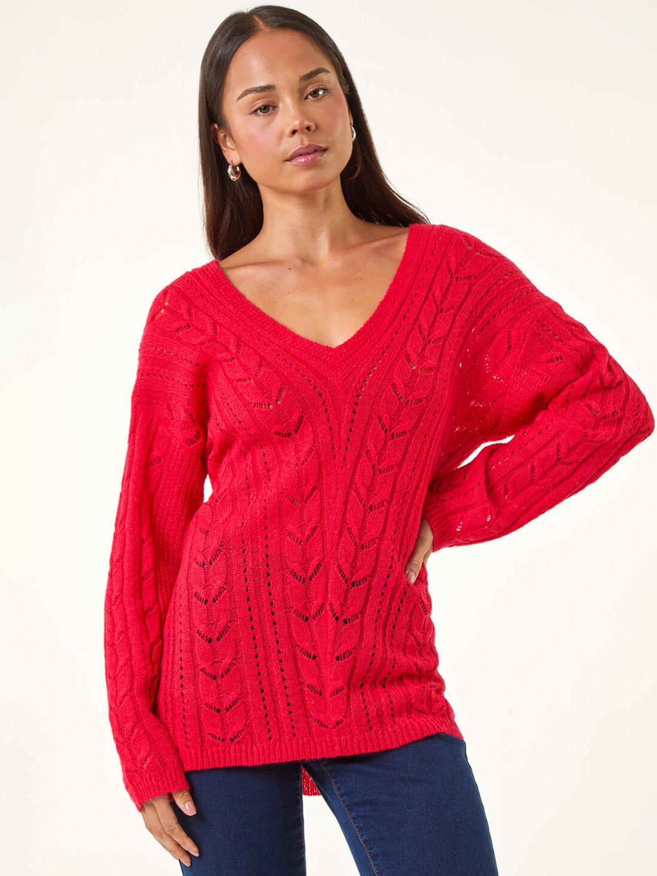 Roman Petite V-Neck Knit Jumper - Red