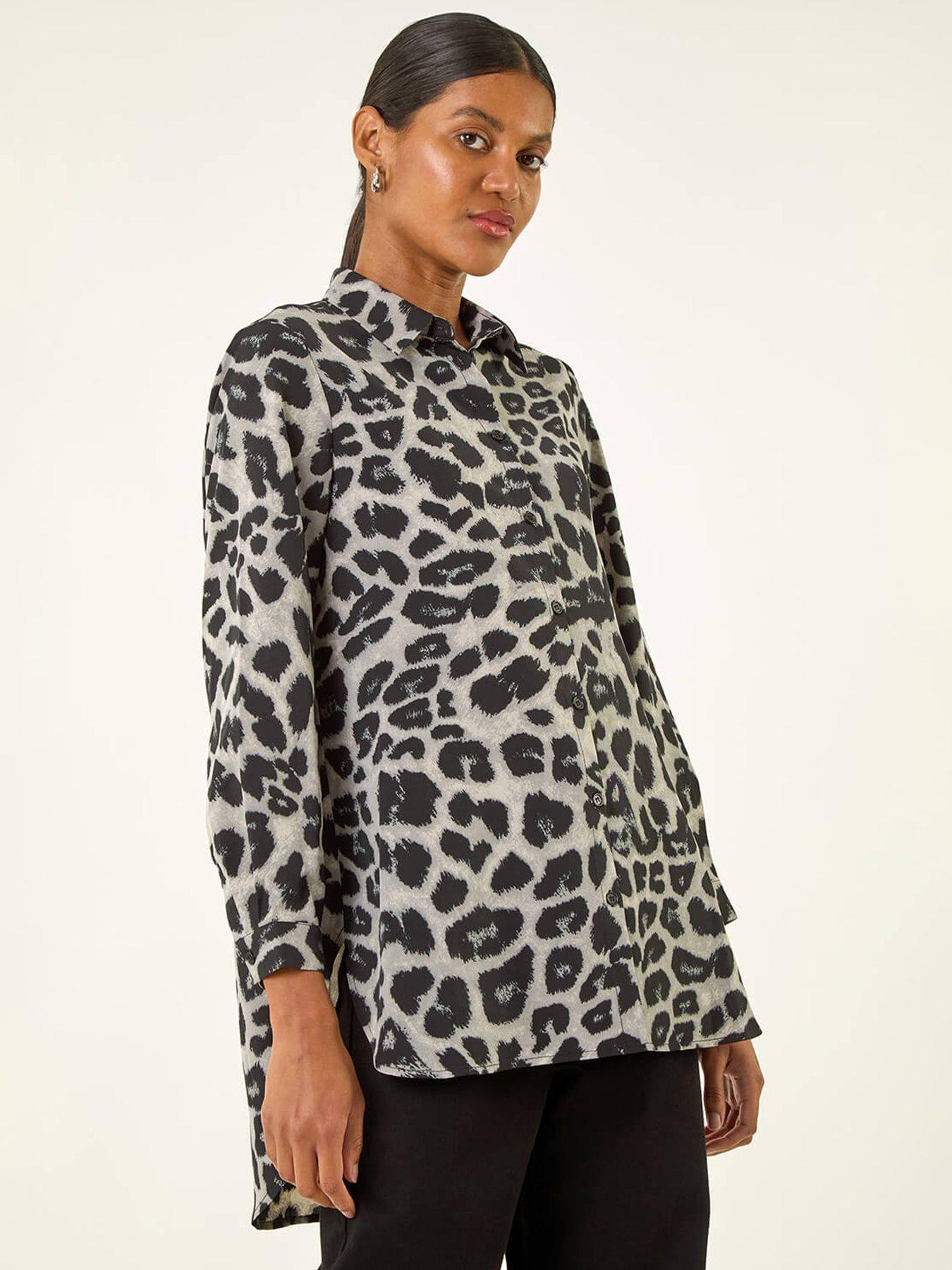 Roman Animal Print Buttoned Shirt - Grey