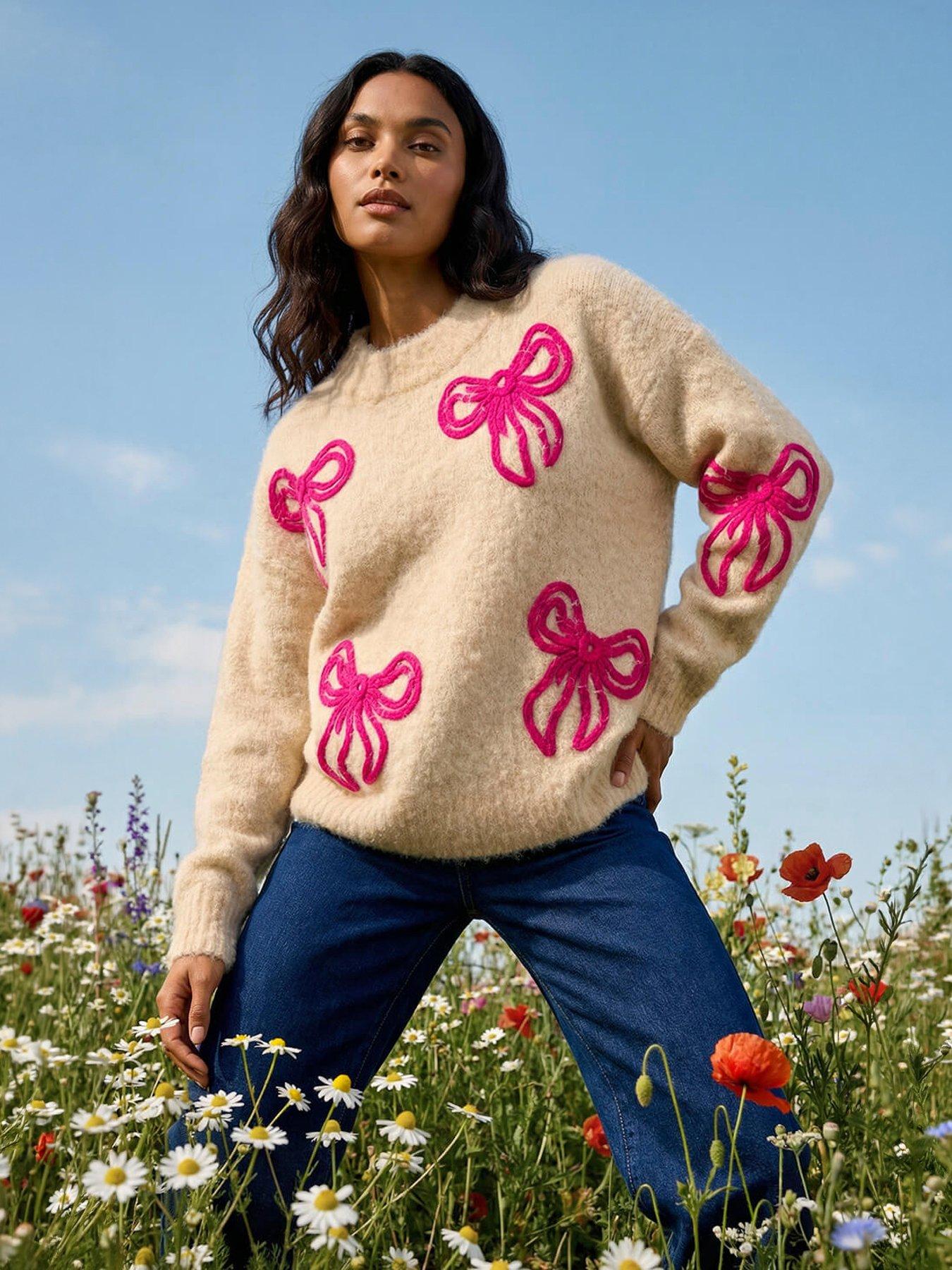 Roman Soft Bow Knit Jumper - White