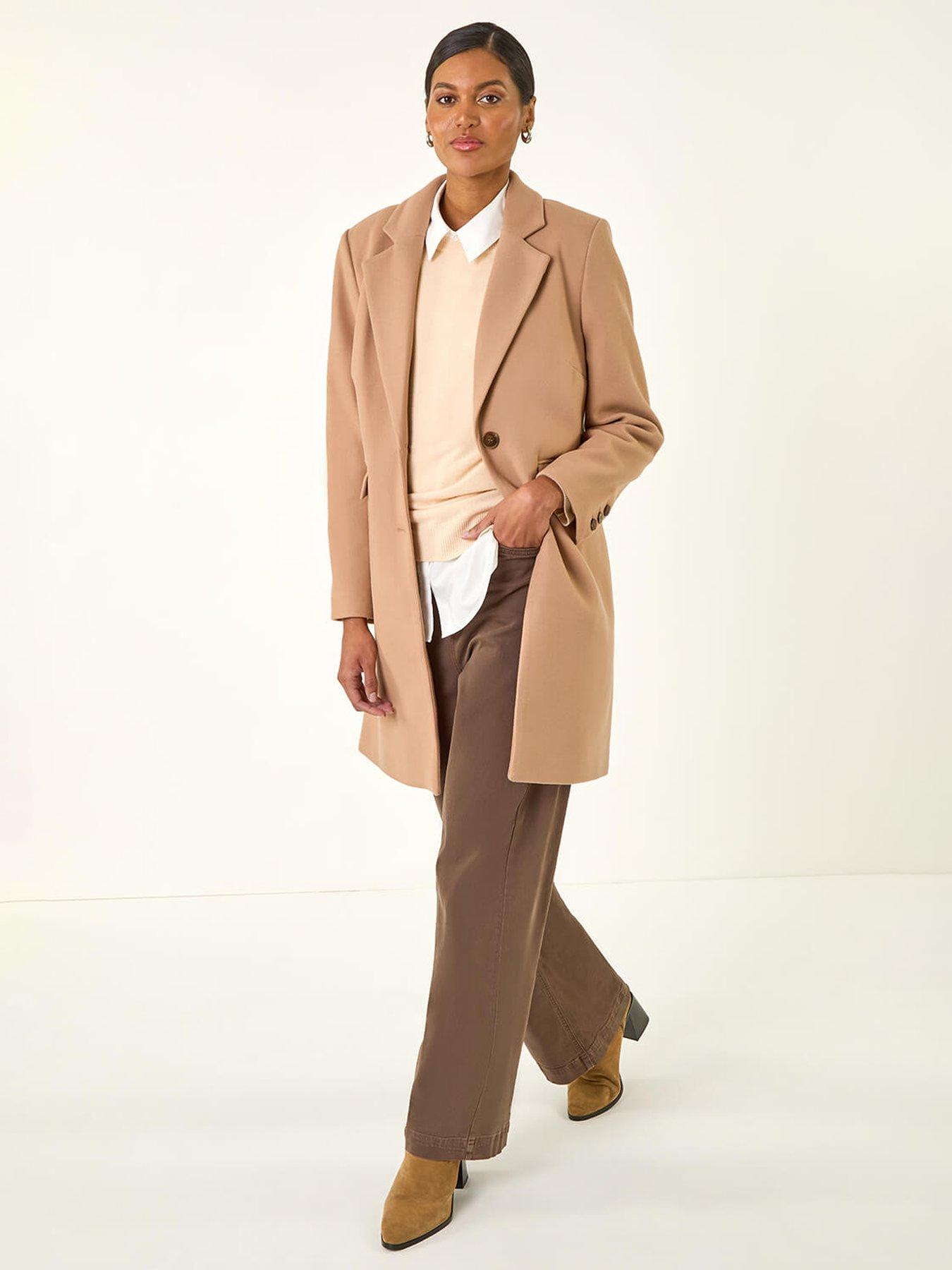 Roman Tailored Single Breasted Coat - Beige