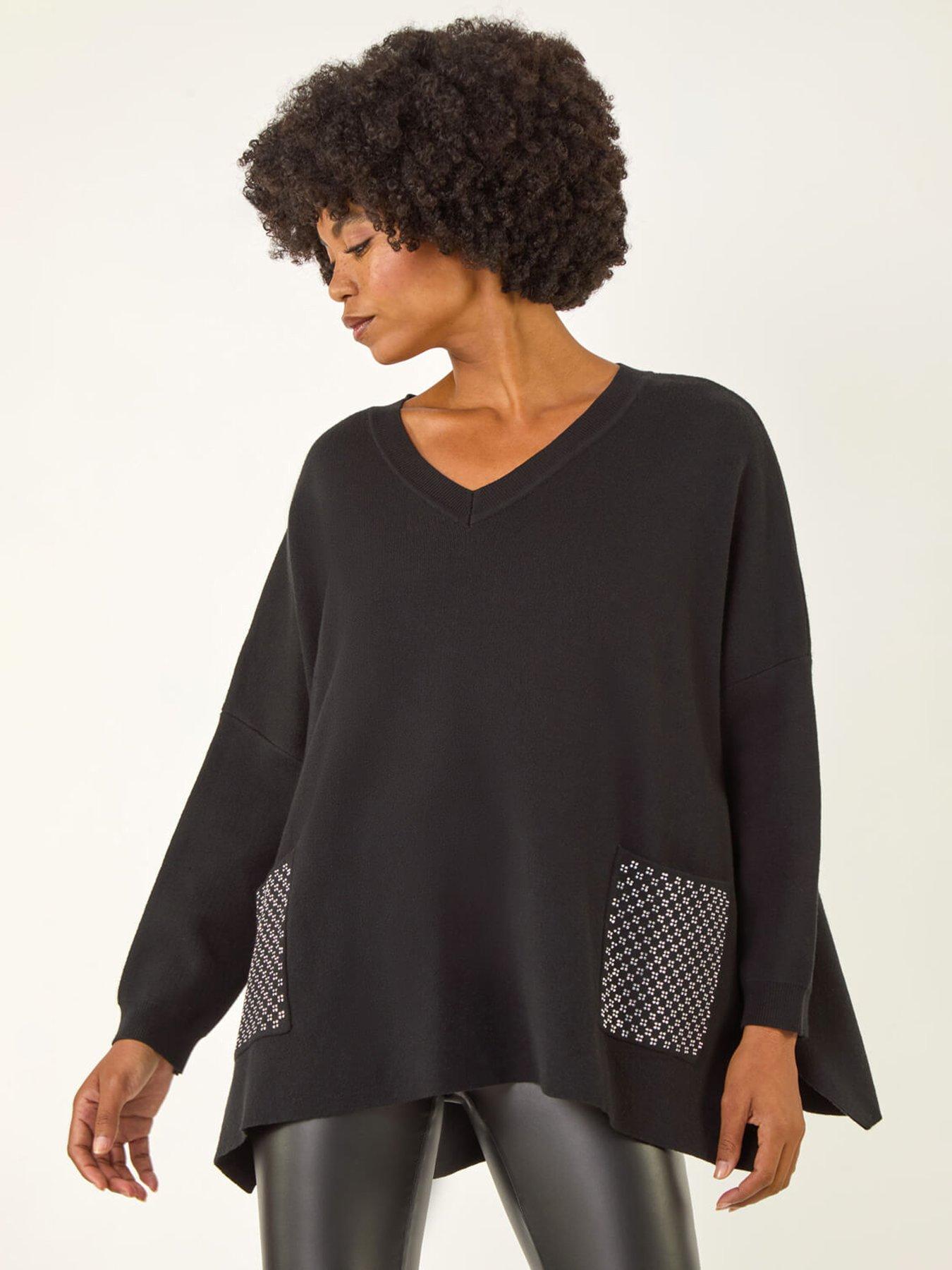 Roman Hotfix Pocket Knit Jumper - Black