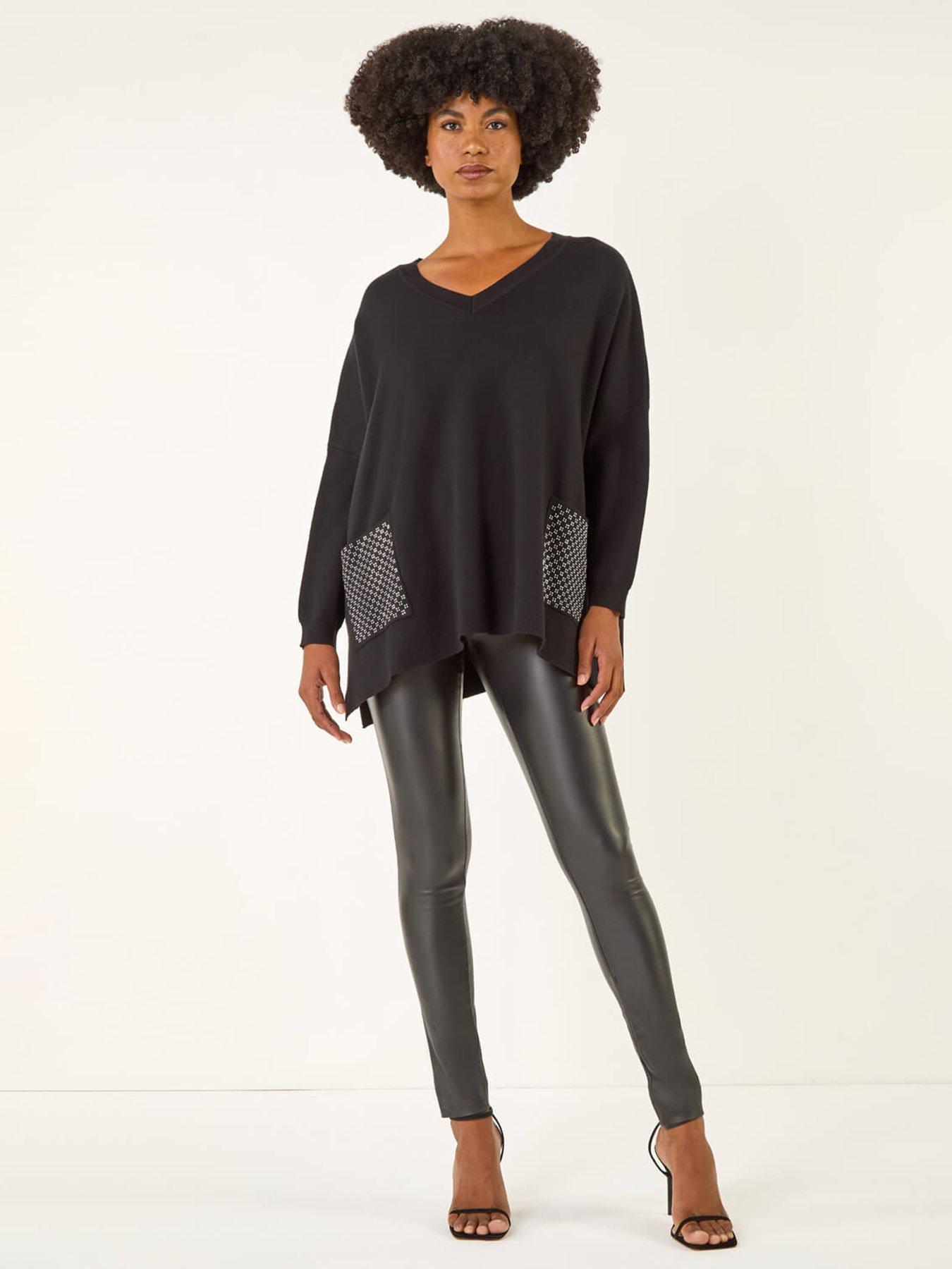 Image 3 of 5 of Roman Hotfix Pocket Knit Jumper - Black