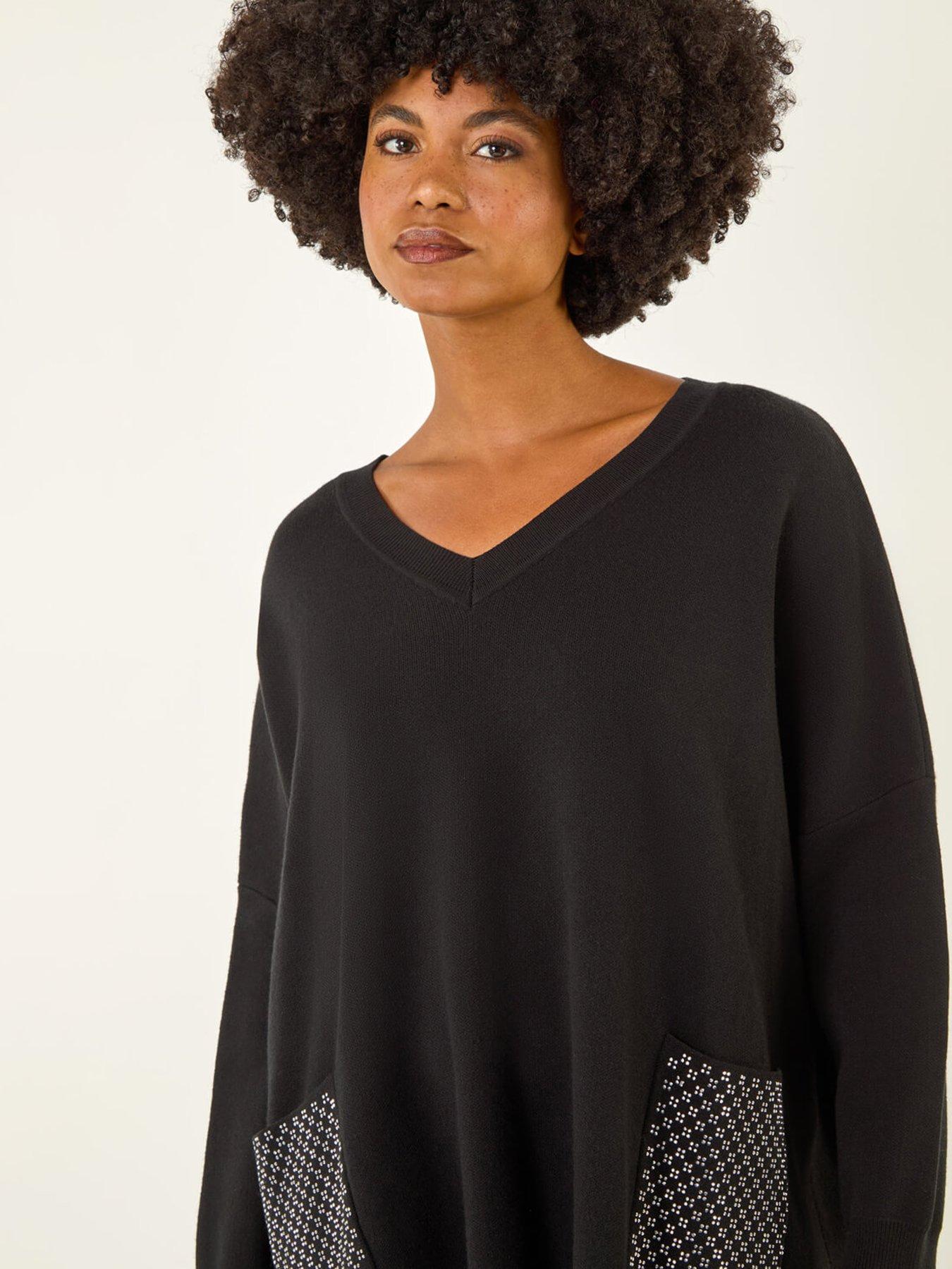 Image 4 of 5 of Roman Hotfix Pocket Knit Jumper - Black