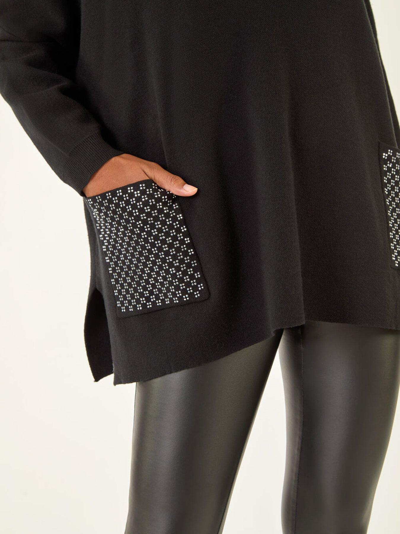 Image 5 of 5 of Roman Hotfix Pocket Knit Jumper - Black