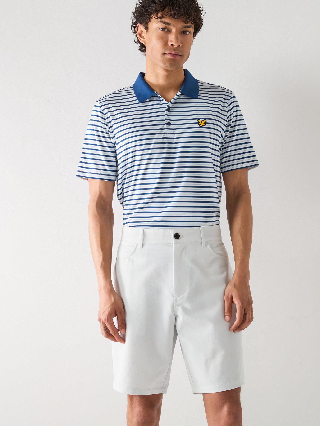 Lyle & Scott Golf Mens Striped Polo - White/Blue