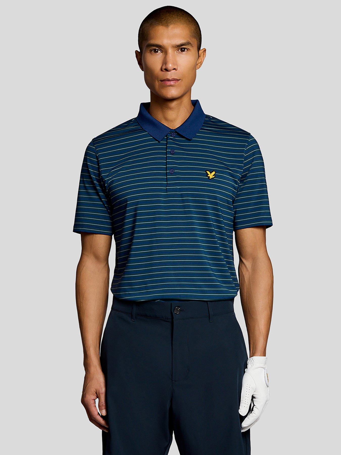 Lyle & Scott Golf Mens Striped Polo - Blue
