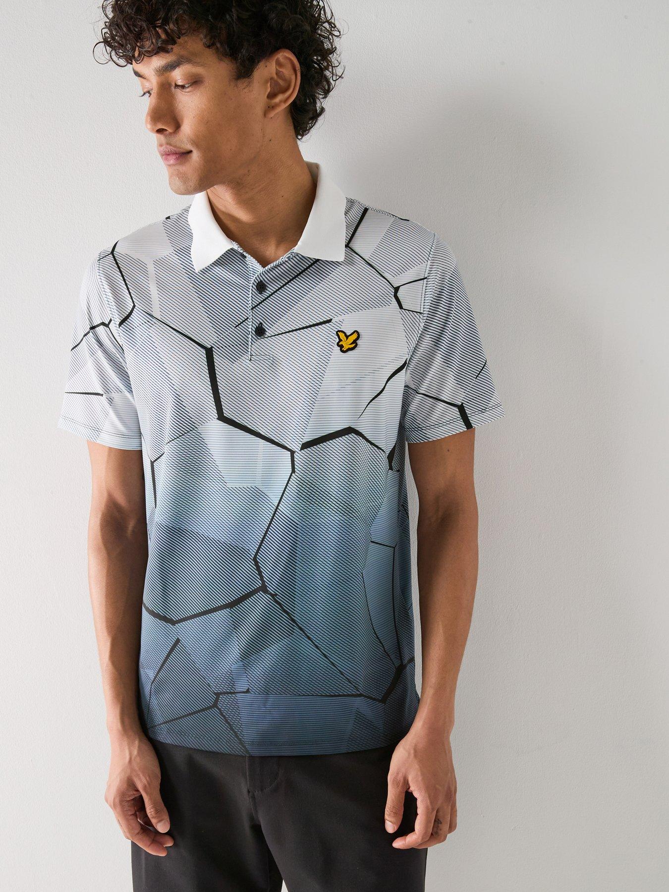 Lyle & Scott Golf Mens Geometric Print Polo - Grey