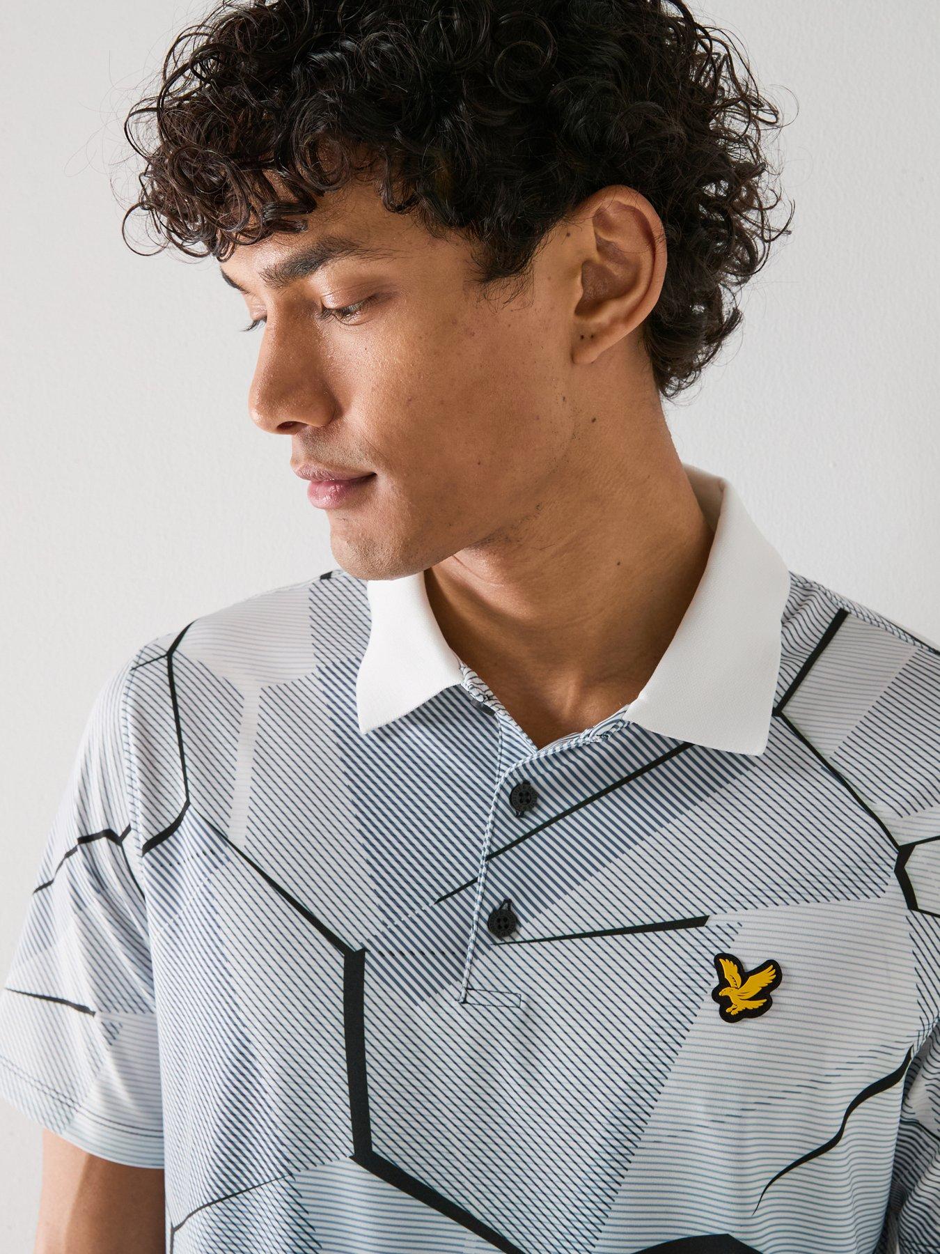 Image 4 of 6 of Lyle & Scott Golf Mens Geometric Print Polo - Grey