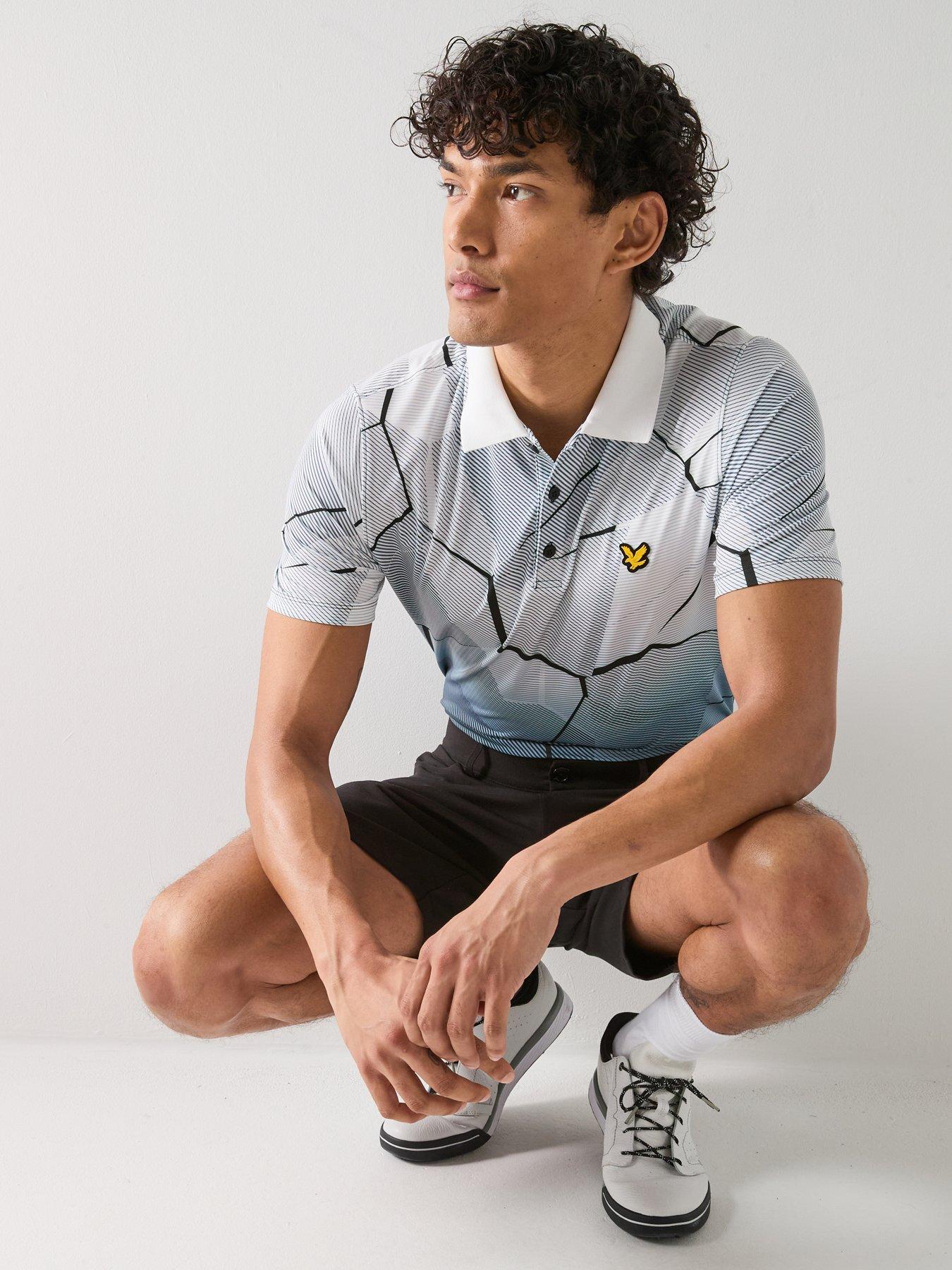 Image 6 of 6 of Lyle & Scott Golf Mens Geometric Print Polo - Grey