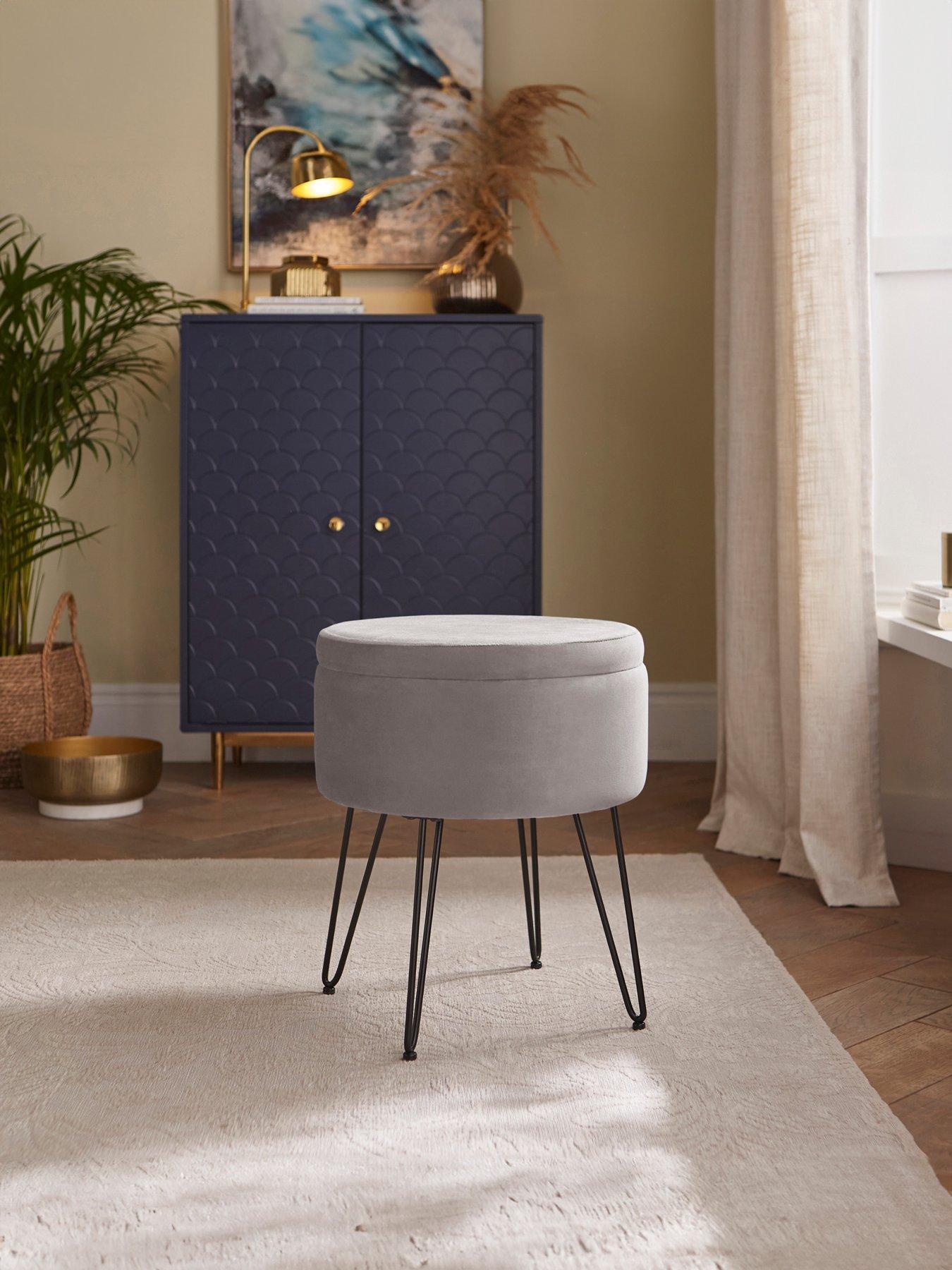 GFW Avery Velvet Storage Stool