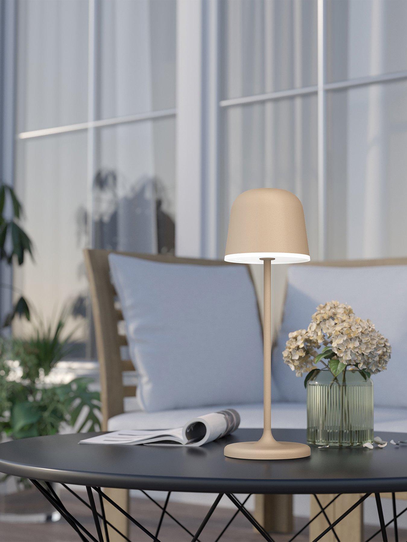 Eglo Mannera Steel Sandy  &  White Touch Dimmer Table Lamp