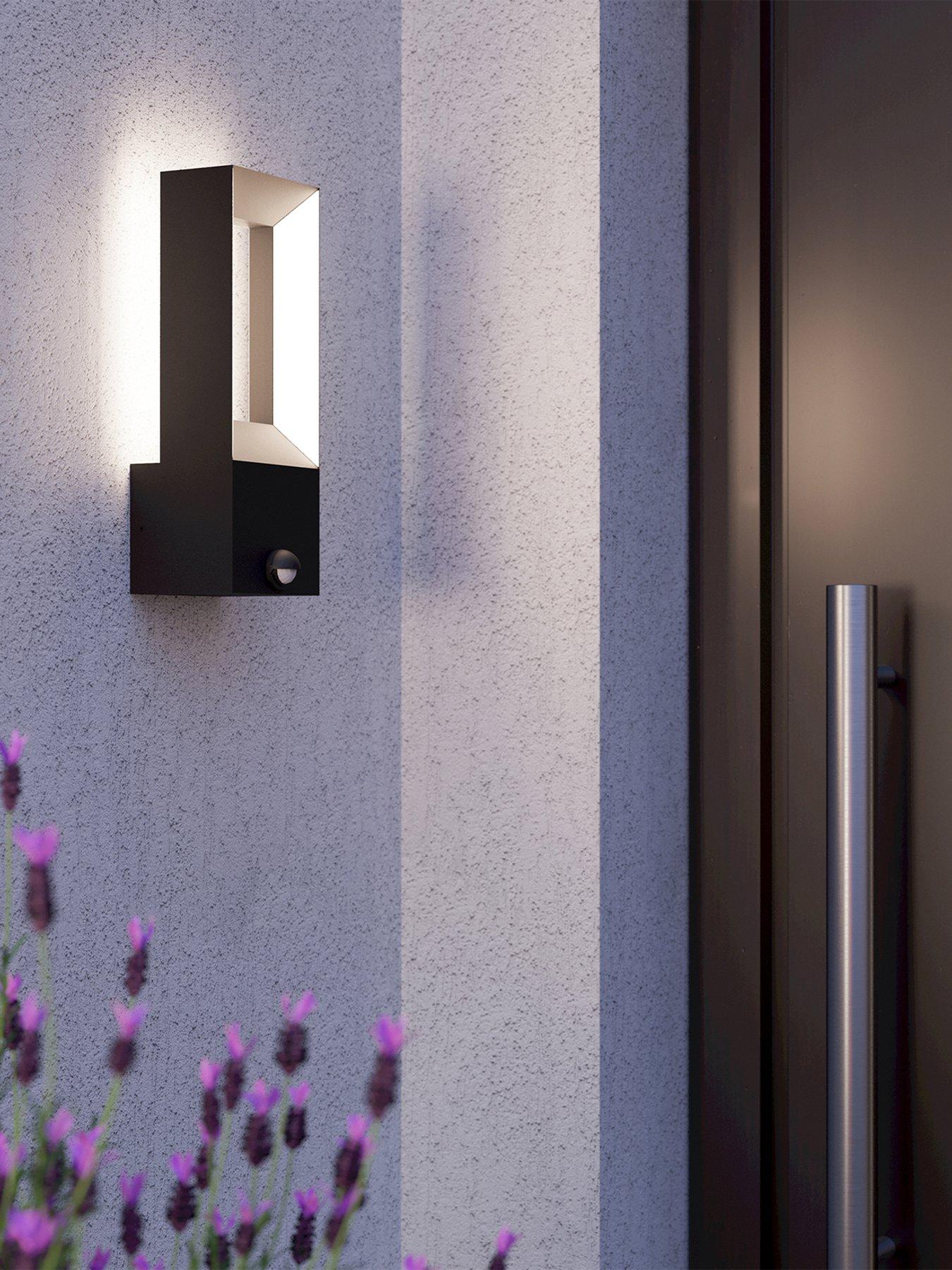 Eglo Riforano Black Exterior Wall Light with Sensor