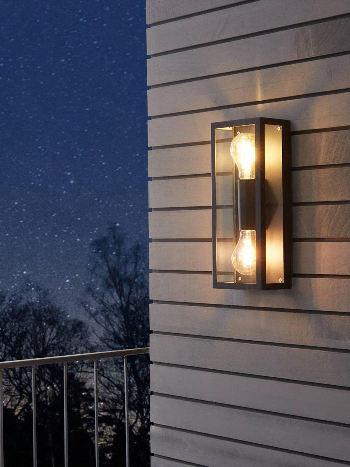 Eglo Alamonte 1 2-Light Caged Industrial Exterior Wall Light