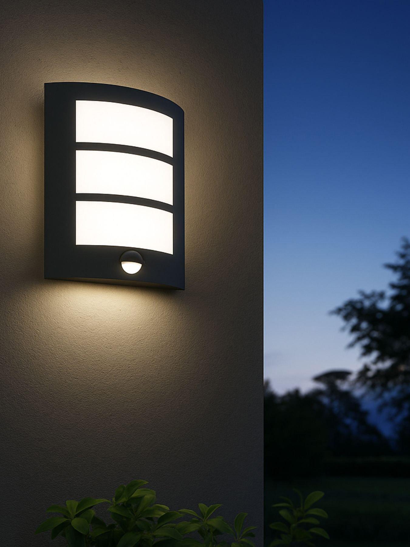 Eglo City 1-Light Black Exterior Wall Lamp With Sensor