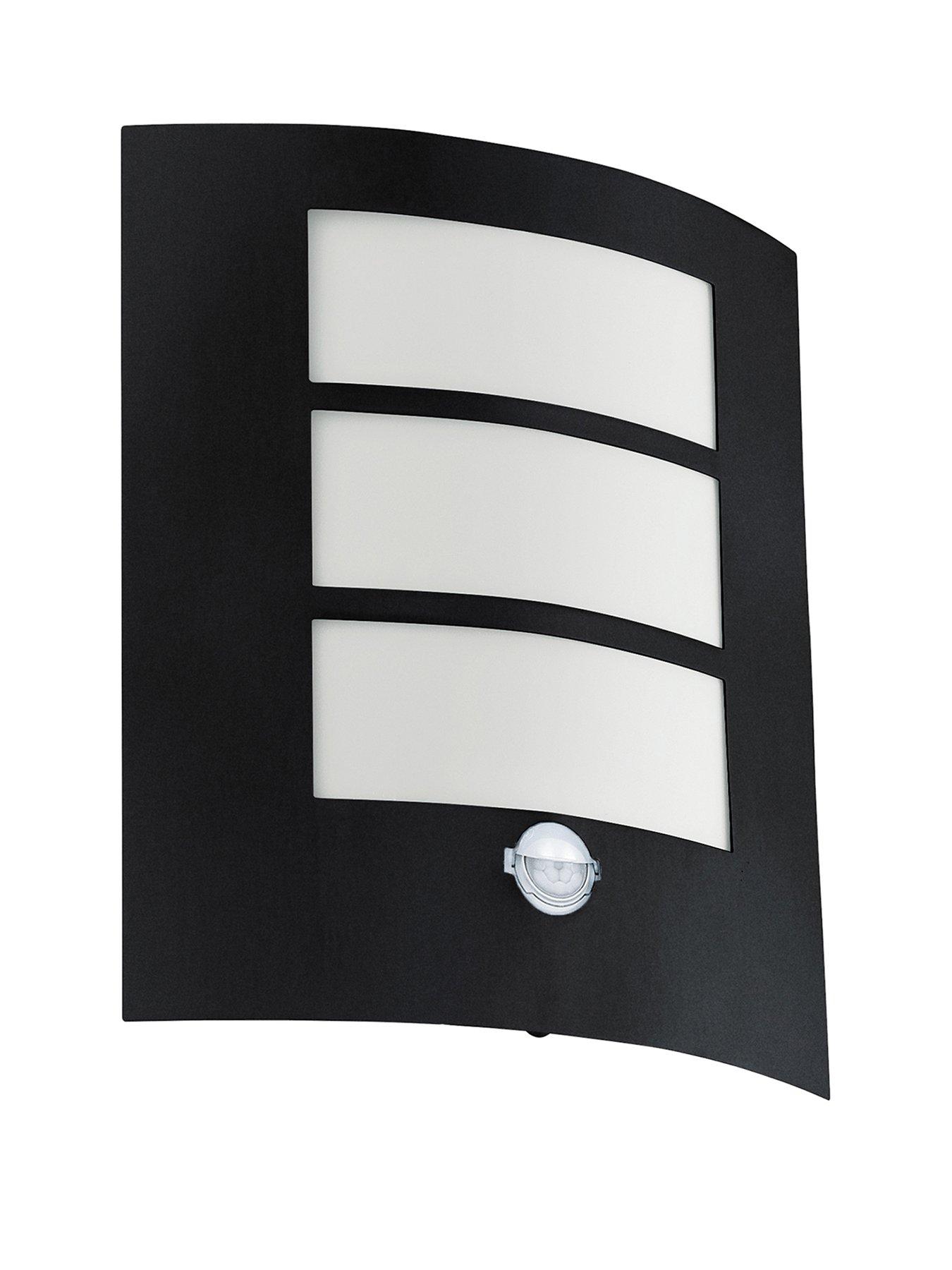 Image 2 of 5 of Eglo City 1-Light Black Exterior Wall Lamp With Sensor