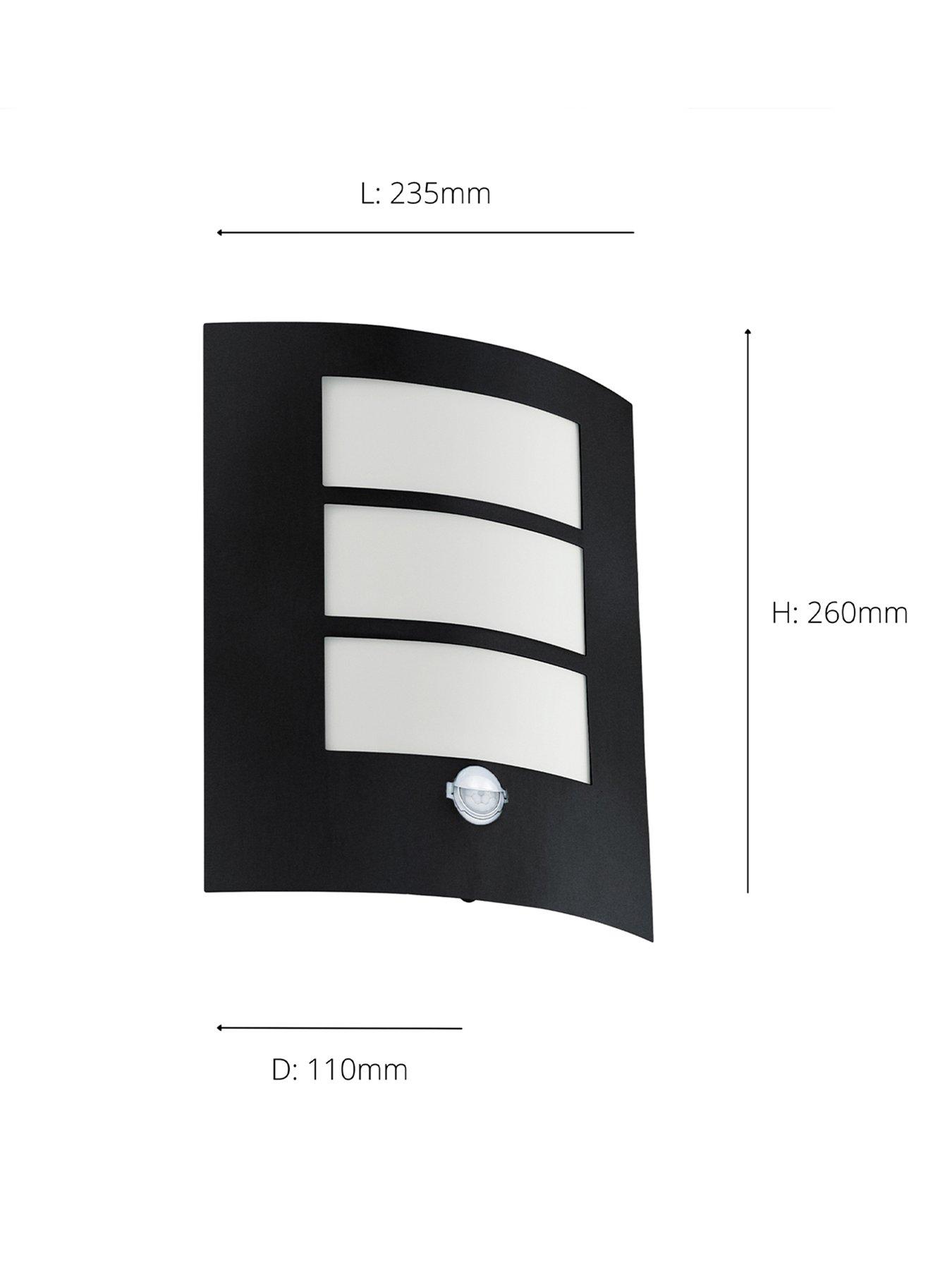 Image 4 of 5 of Eglo City 1-Light Black Exterior Wall Lamp With Sensor