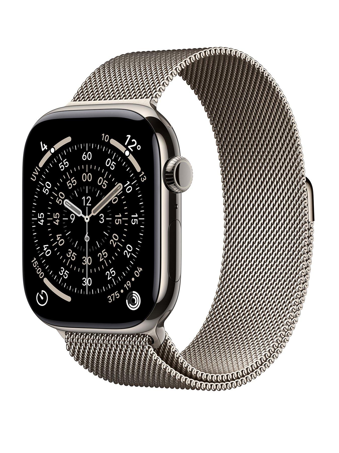 Apple Watch Series 11 (GPS + Cellular, 2025) 46mm Natural Titanium Case with Natural Milanese Loop - S/M