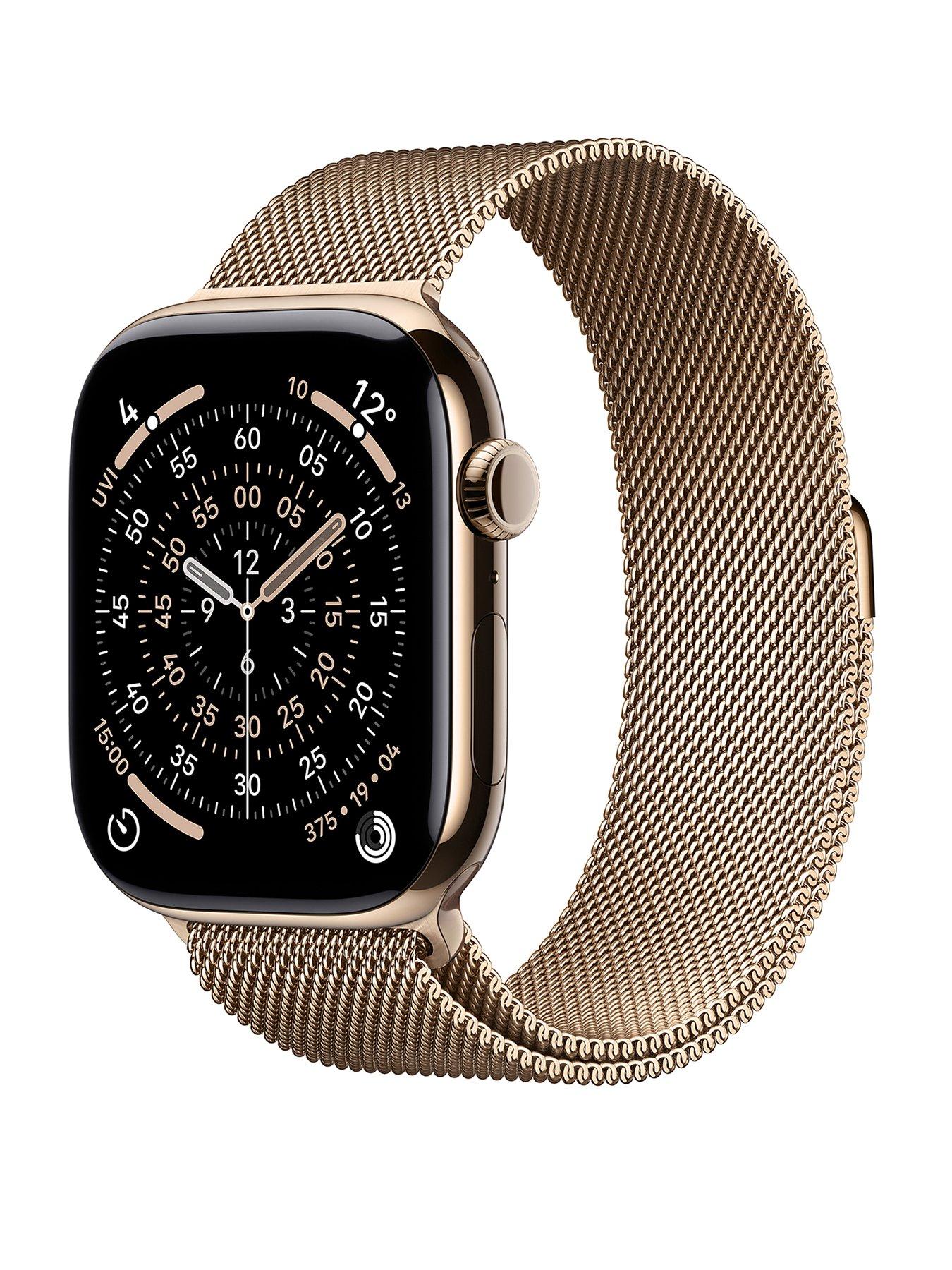 Apple Watch Series 11 (GPS + Cellular, 2025) 46mm Gold Titanium Case with Gold Milanese Loop - M/L