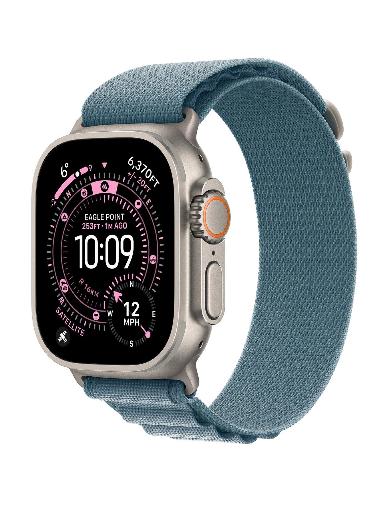 Apple Watch Ultra 3 (GPS + Cellular, 2025) 49mm Natural Titanium Case with Light Blue Alpine Loop - Small