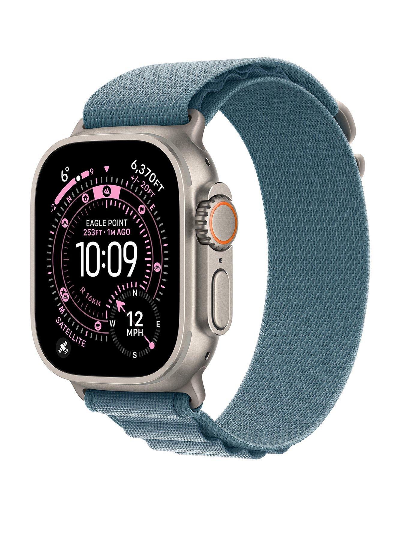 undefined Watch Ultra 3 (GPS + Cellular, 2025) 49mm Natural Titanium Case with Light Blue Alpine Loop - Medium
