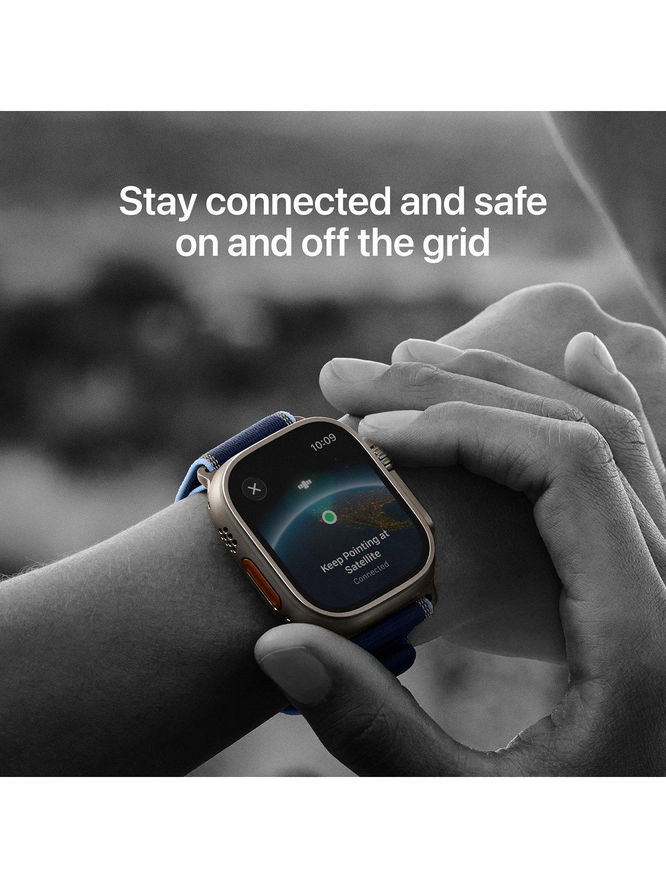Image 3 of 7 of Apple Watch Ultra 3&nbsp;(GPS + Cellular, 2025) 49mm&nbsp;Natural Titanium Case with Blue/Bright Blue Trail Loop - S/M