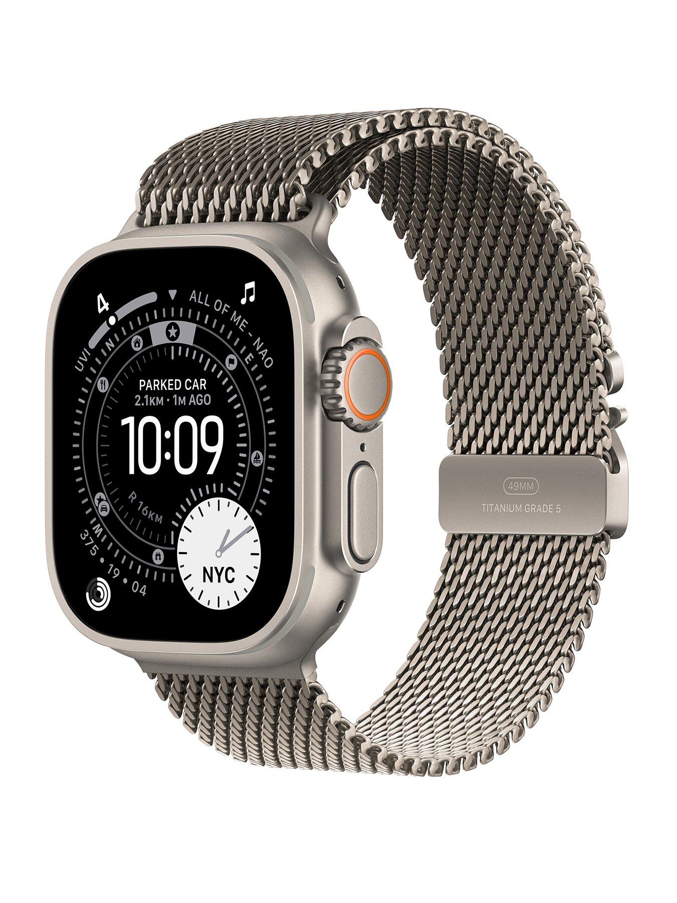 Image 1 of 7 of Apple Watch Ultra 3 (GPS + Cellular, 2025) 49mm&nbsp;Natural Titanium Case with Natural Titanium Milanese Loop - Medium