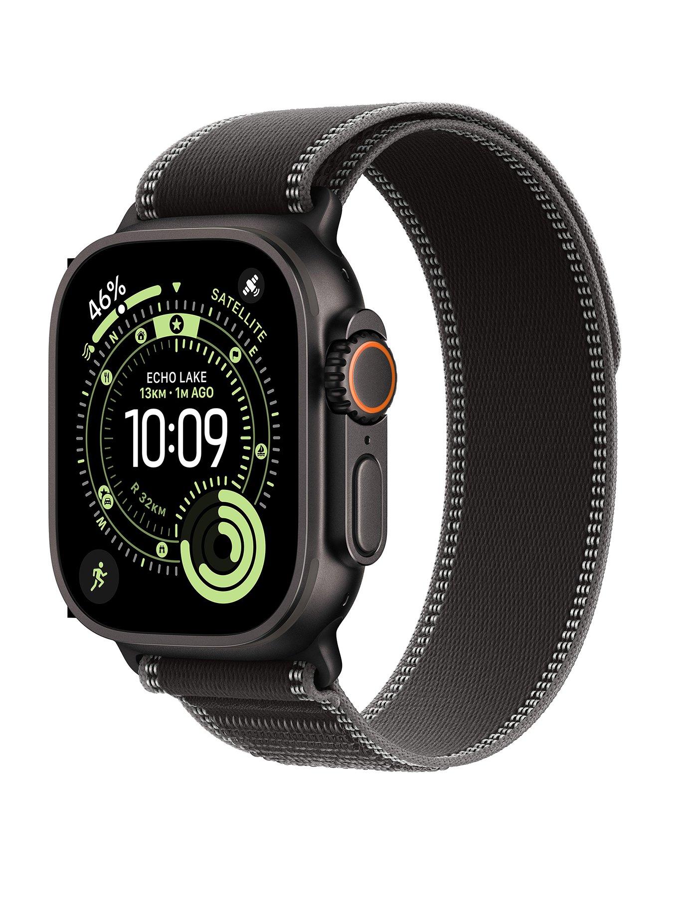 Image 1 of 7 of Apple Watch Ultra 3 (GPS + Cellular, 2025) 49mm&nbsp;Black Titanium Case with Black/Charcoal Trail Loop - S/M