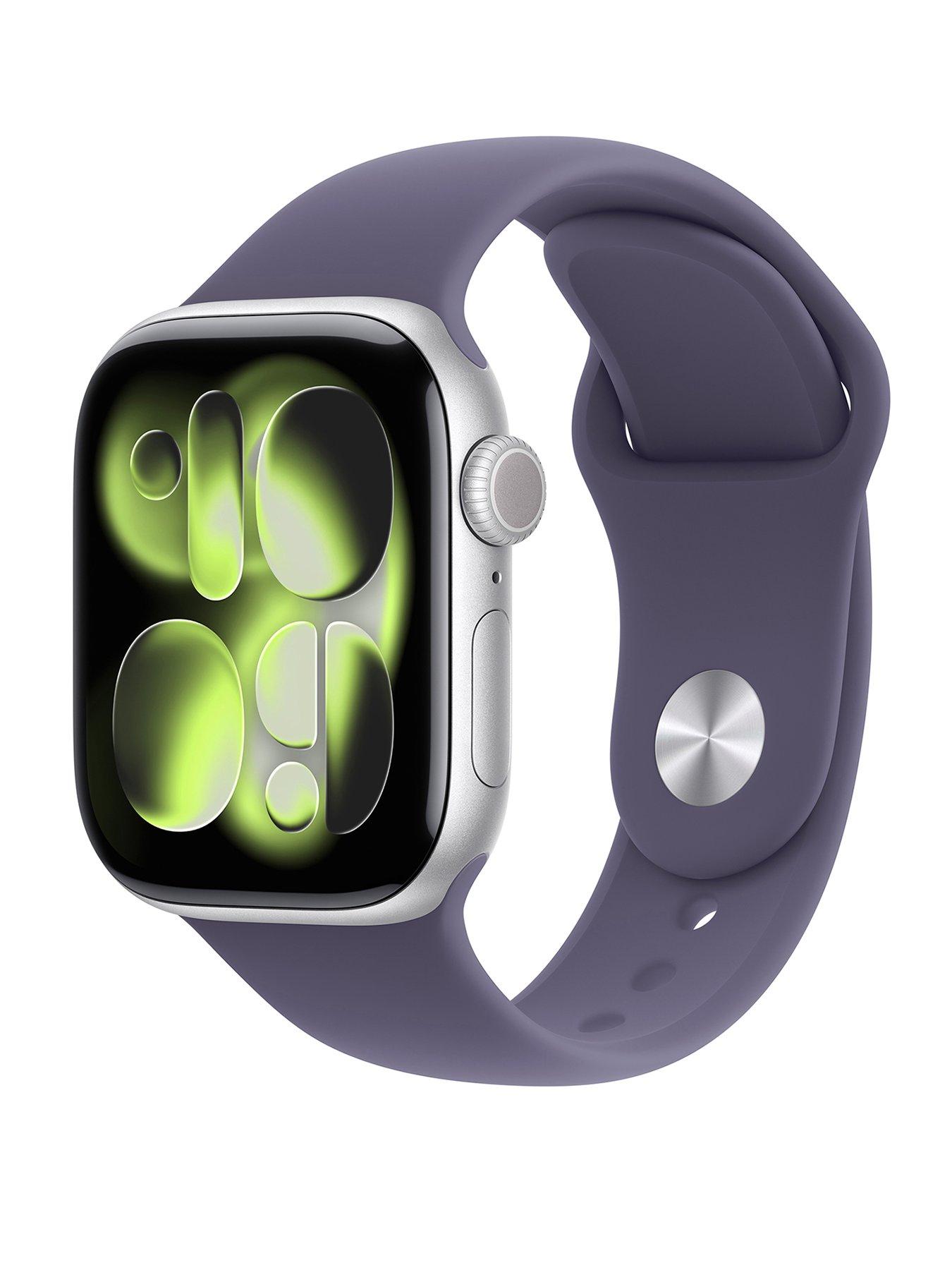 Apple Watch Series 11 (GPS + Cellular, 2025) 42mm Silver Aluminium Case with Purple Fog Sport Band - S/M