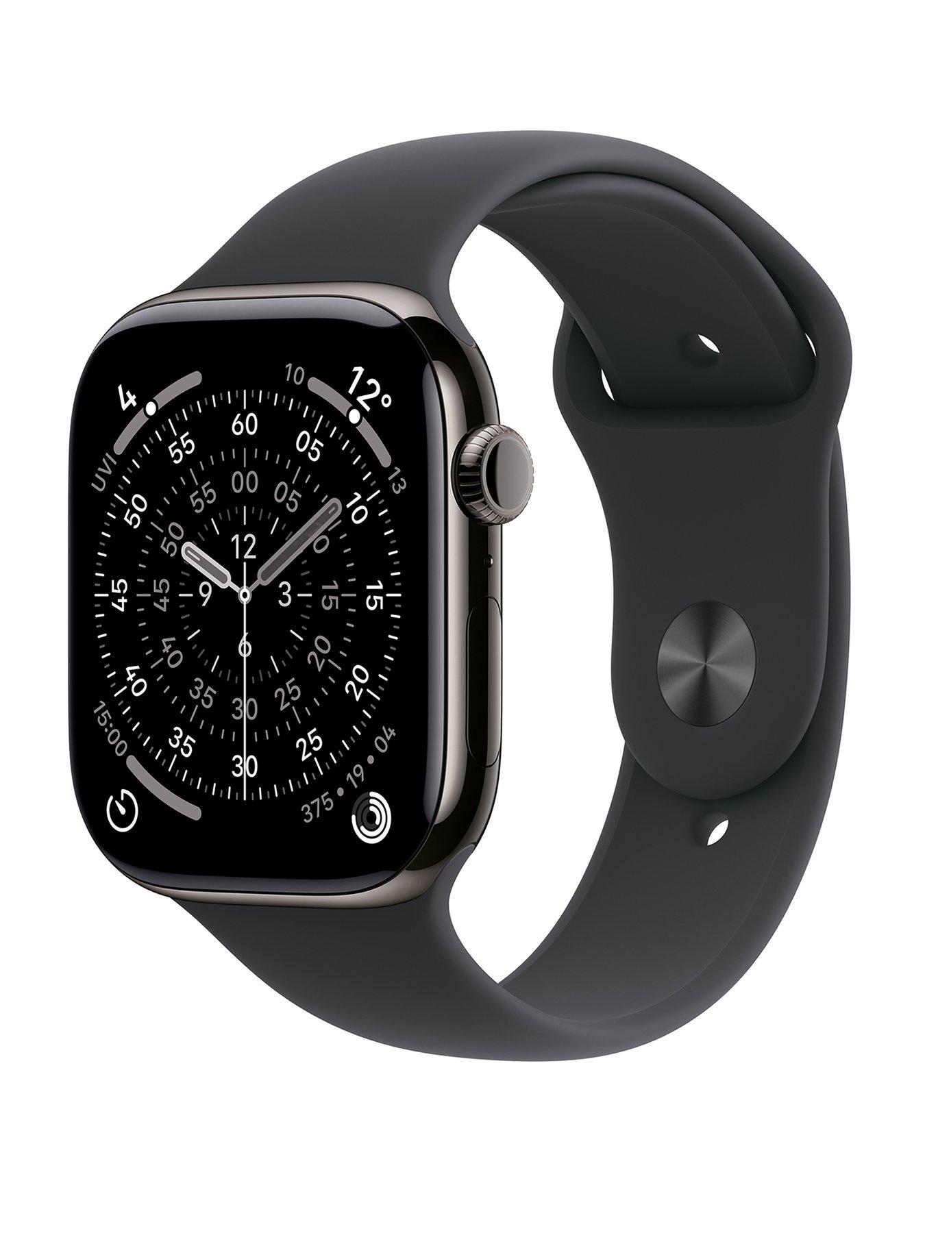 Apple Watch Series 11 (GPS + Cellular, 2025) 42mm Slate Titanium Case with Black Sport Band - M/L