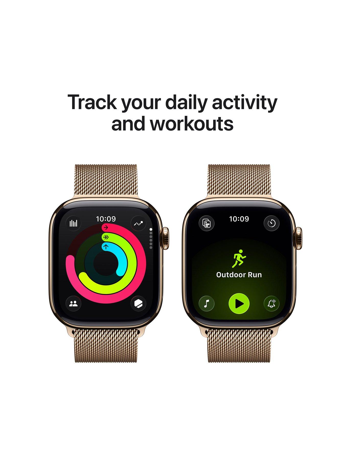 Image 3 of 8 of Apple Watch Series 11 (GPS + Cellular, 2025) 42mm&nbsp;Gold Titanium Case with Gold Milanese Loop