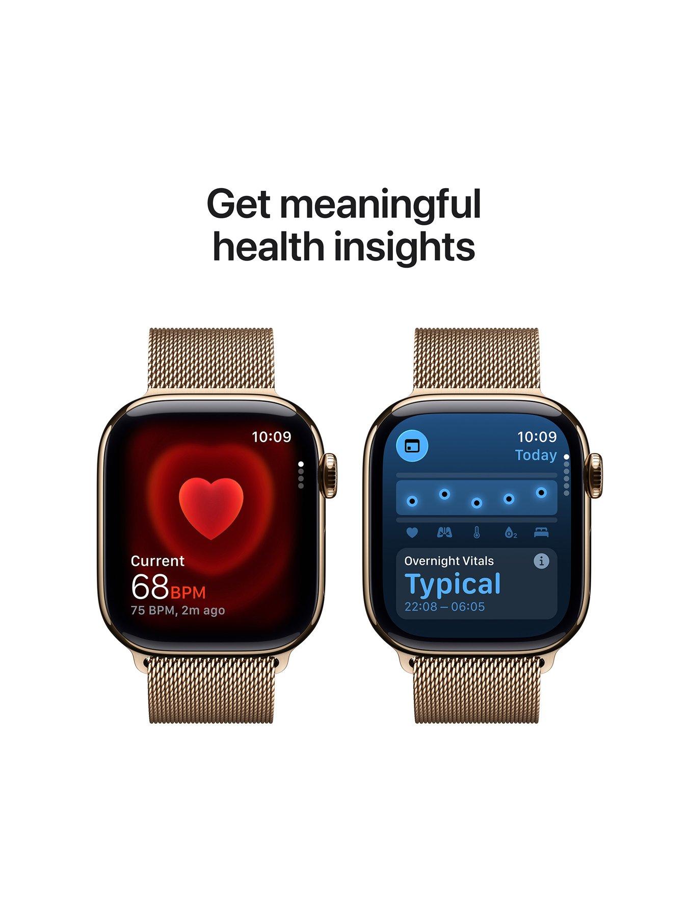 Image 4 of 8 of Apple Watch Series 11 (GPS + Cellular, 2025) 42mm&nbsp;Gold Titanium Case with Gold Milanese Loop