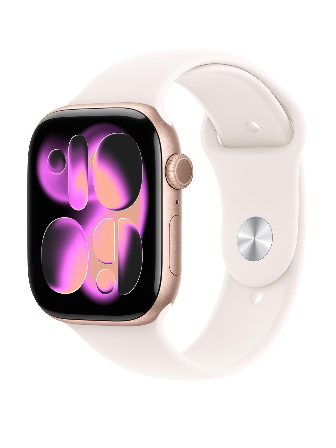 Apple Watch Series 11 (GPS + Cellular, 2025) 46mm Rose Gold Aluminium Case with Light Blush Sport Band - M/L