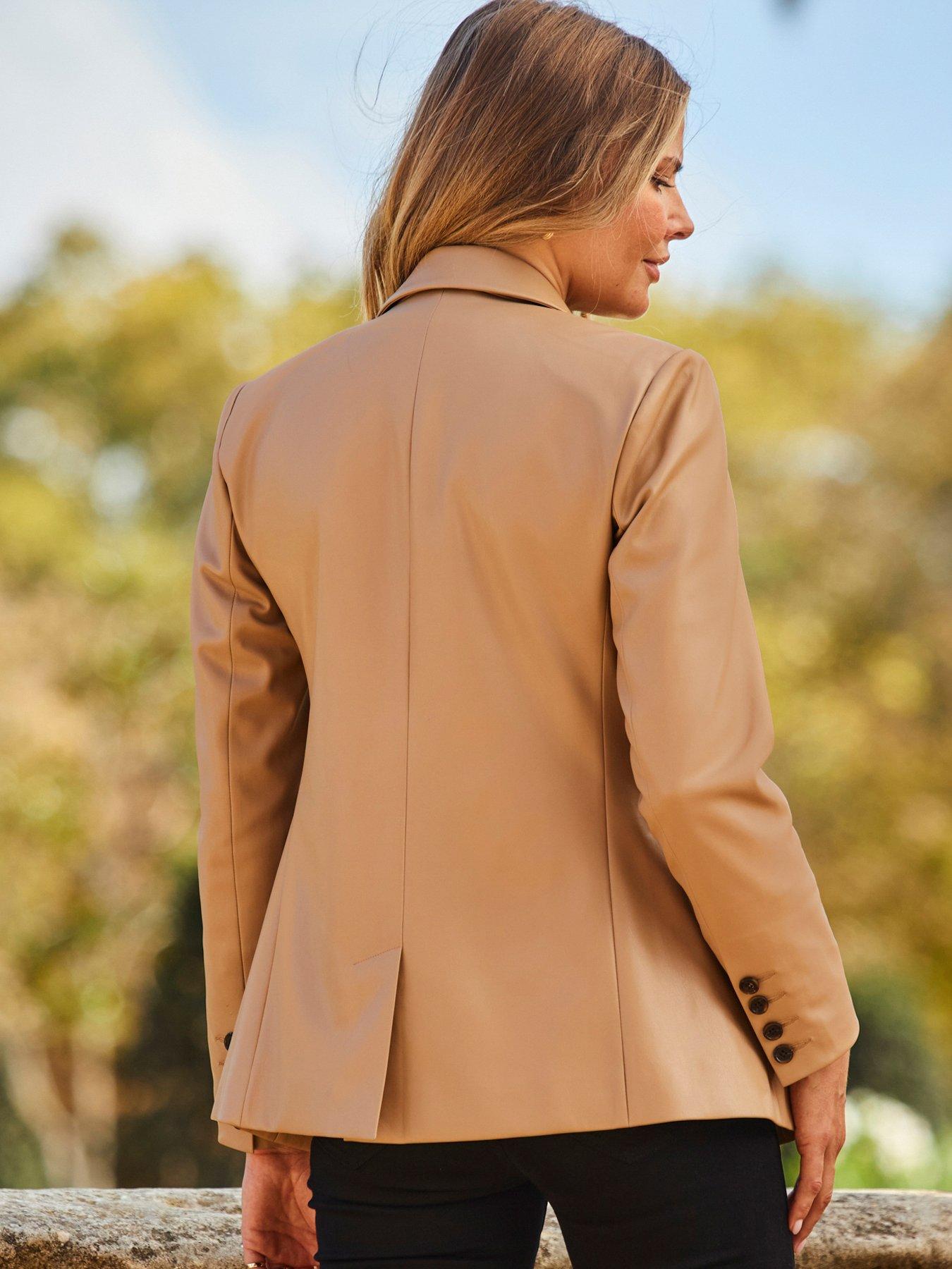 Sosandar Tan Premium Faux Leather Blazer Very