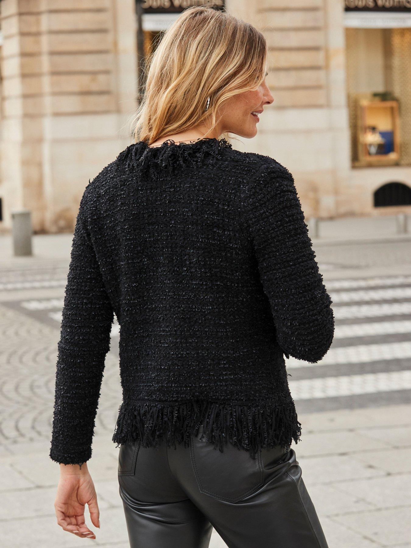 sosandar-fringe-trim-boucle-cardigan-black-very