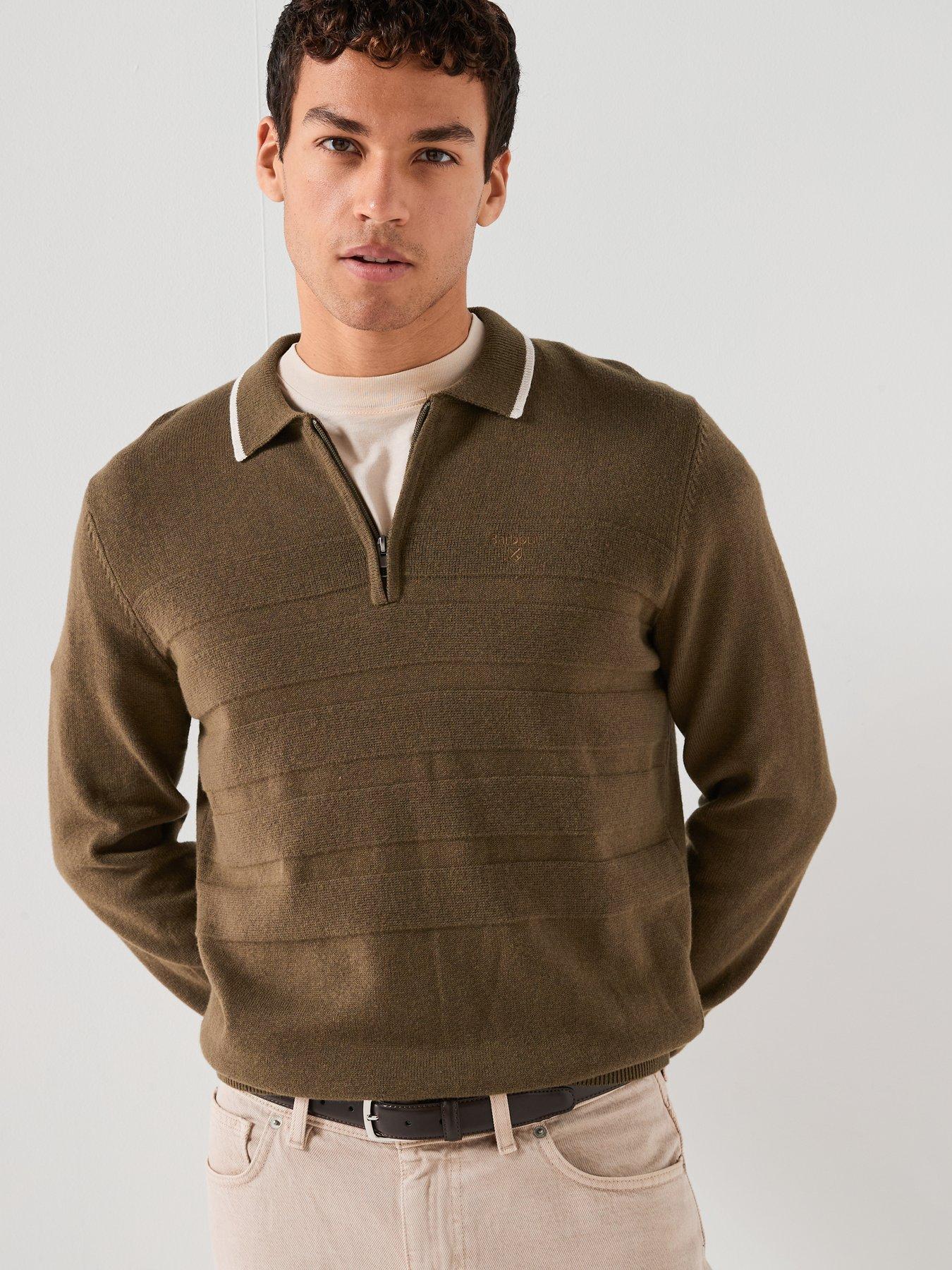 Barbour Fenhill Long Sleeve Knitted Polo Top - Green
