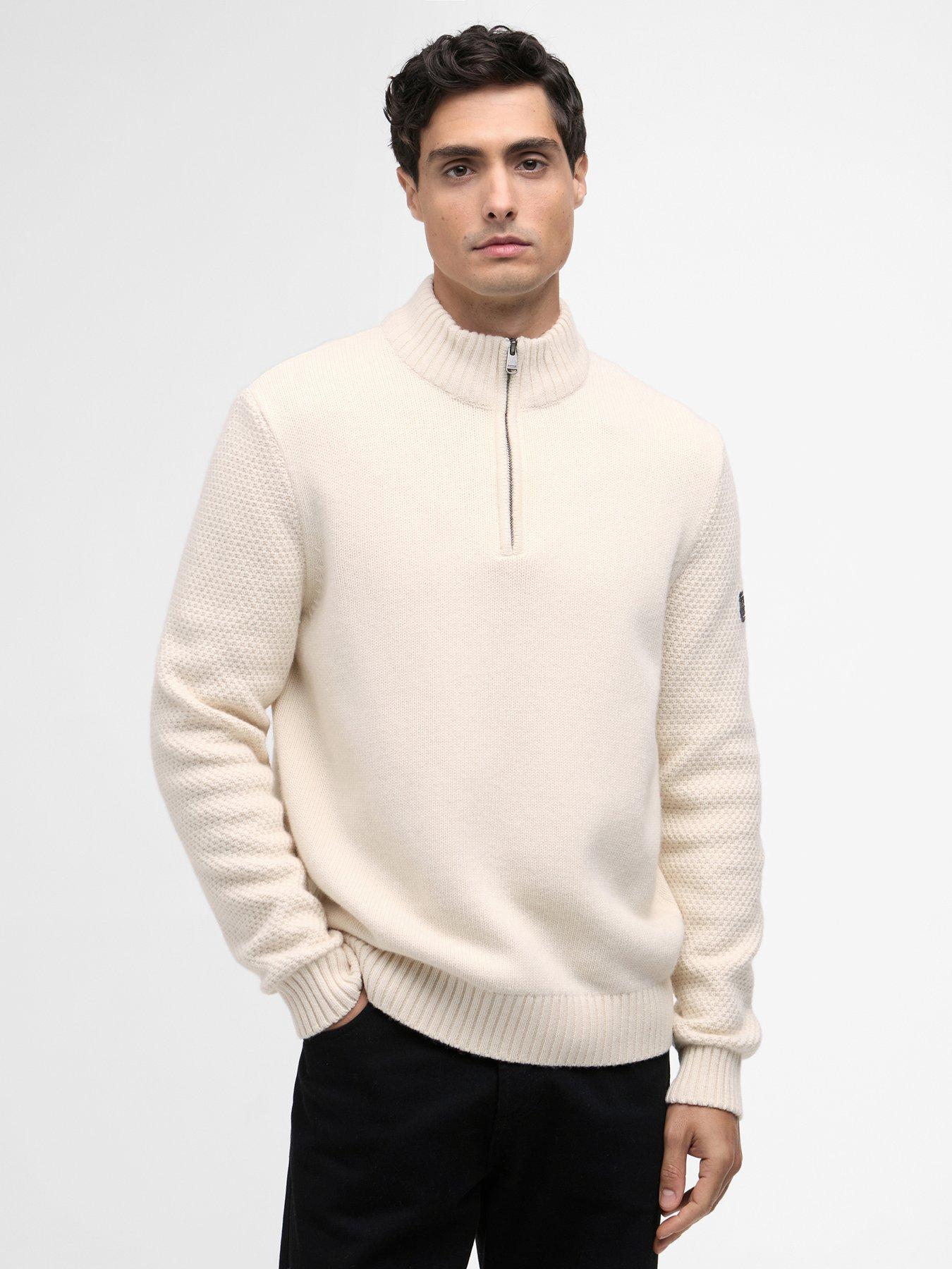 Barbour International Enfield Funnel Neck Knitted Jumper - White