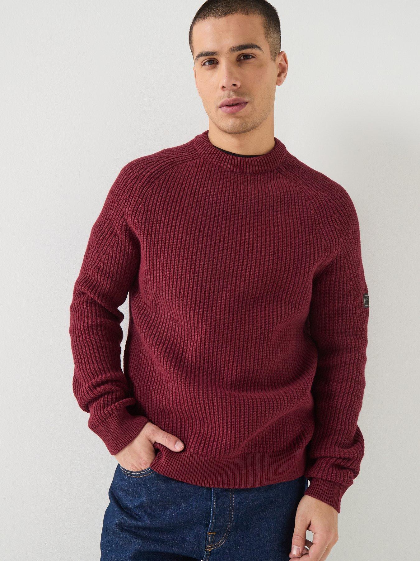 Barbour International Chester Crew Knitted Jumper - Red